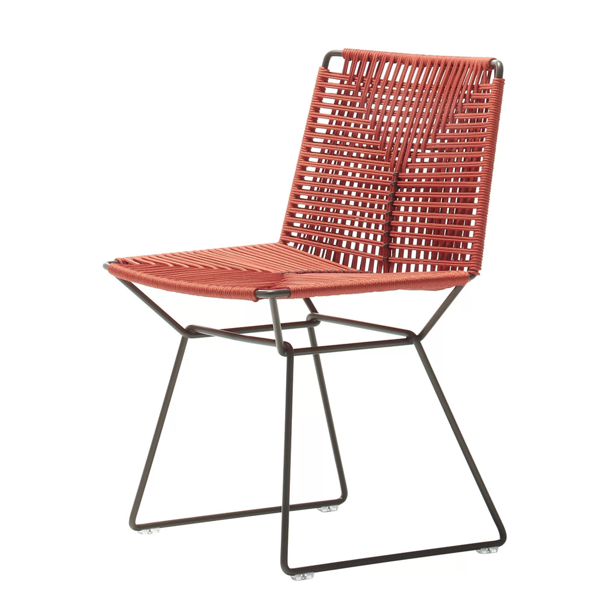 Chaises De Jardin>MDF Italia Chaise Neil Twist Tissu Orange / Outdoor - Corde Tressee Main - Noir - Orange