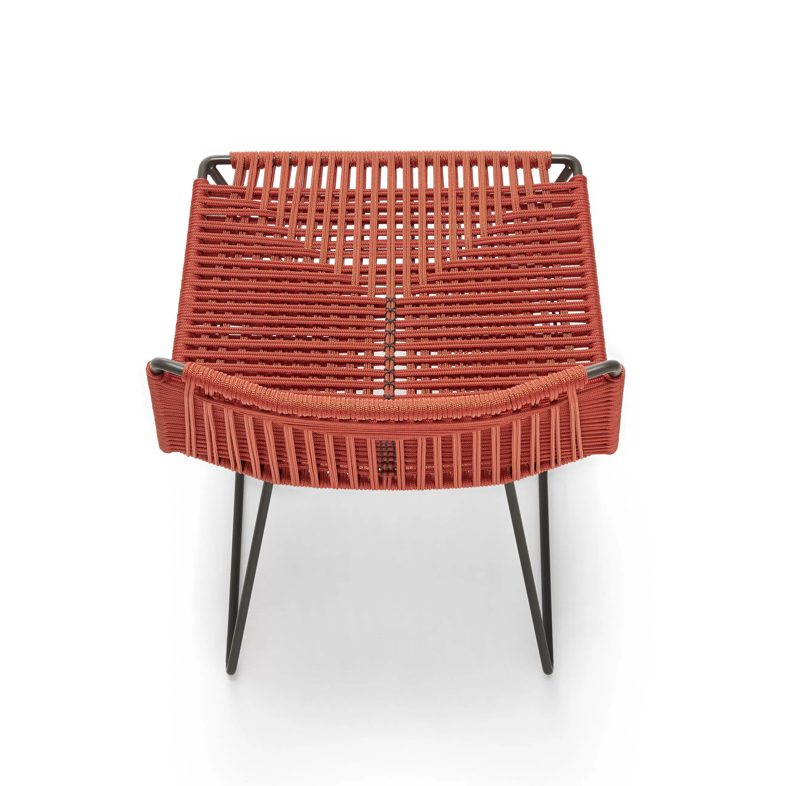 Chaises De Jardin>MDF Italia Chaise Neil Twist Tissu Orange / Outdoor - Corde Tressee Main - Noir - Orange