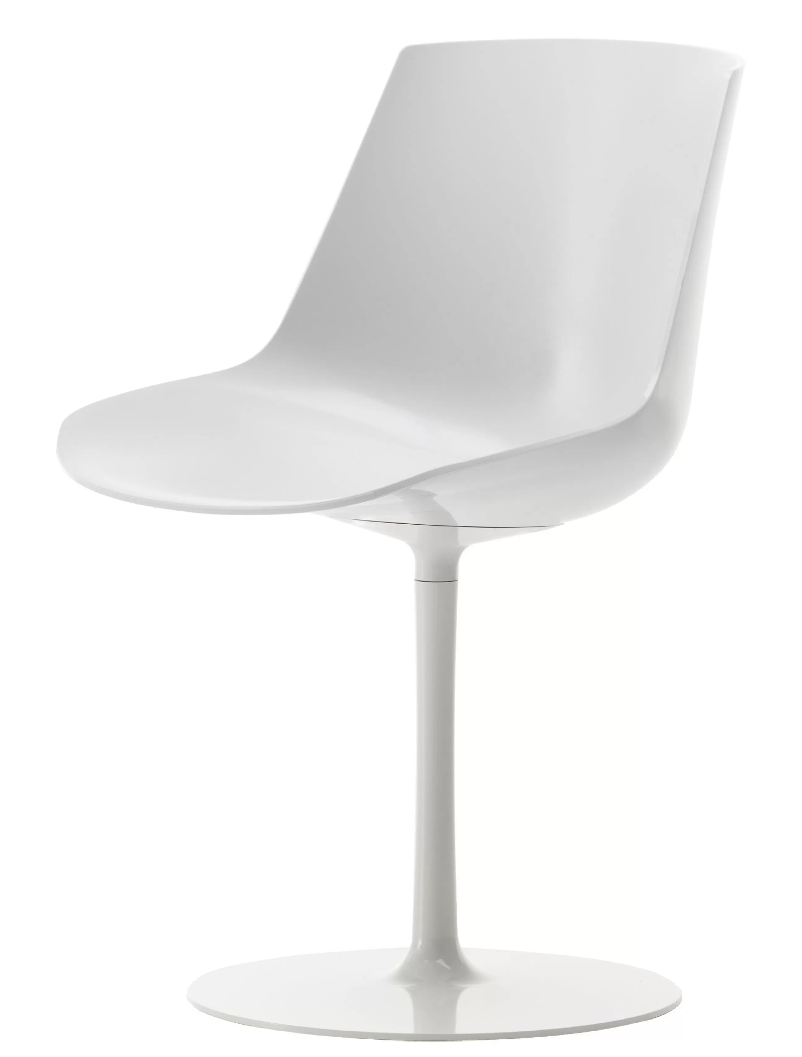 Fauteuils De Bureau>MDF Italia Chaise Pivotante Flow Plastique Blanc / Pied Central - Blanc Brillant