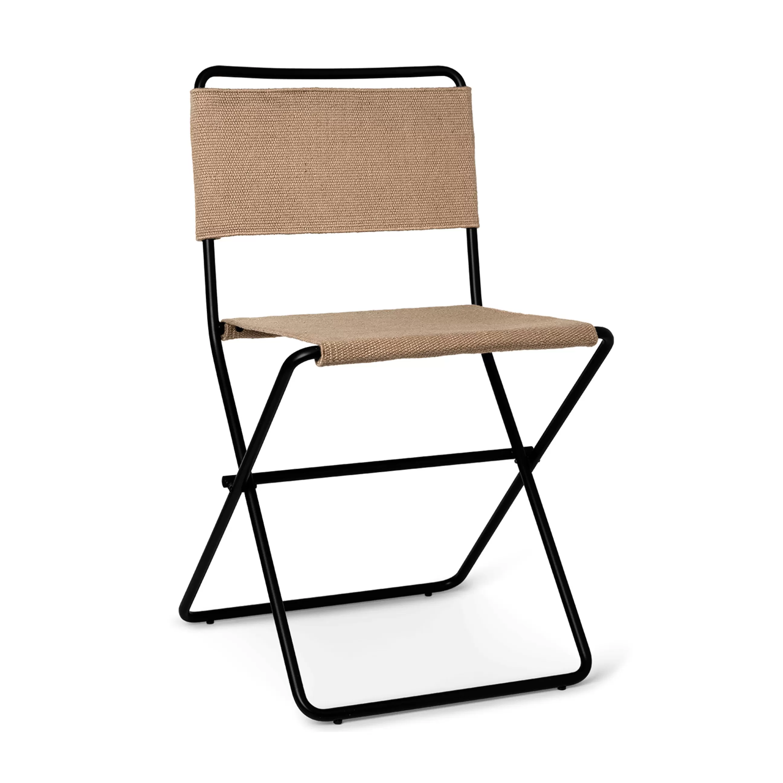 Chaises De Jardin>Ferm Living Chaise Pliante Desert Tissu Beige / Bouteilles Plastique Recyclees - Noir - Sable