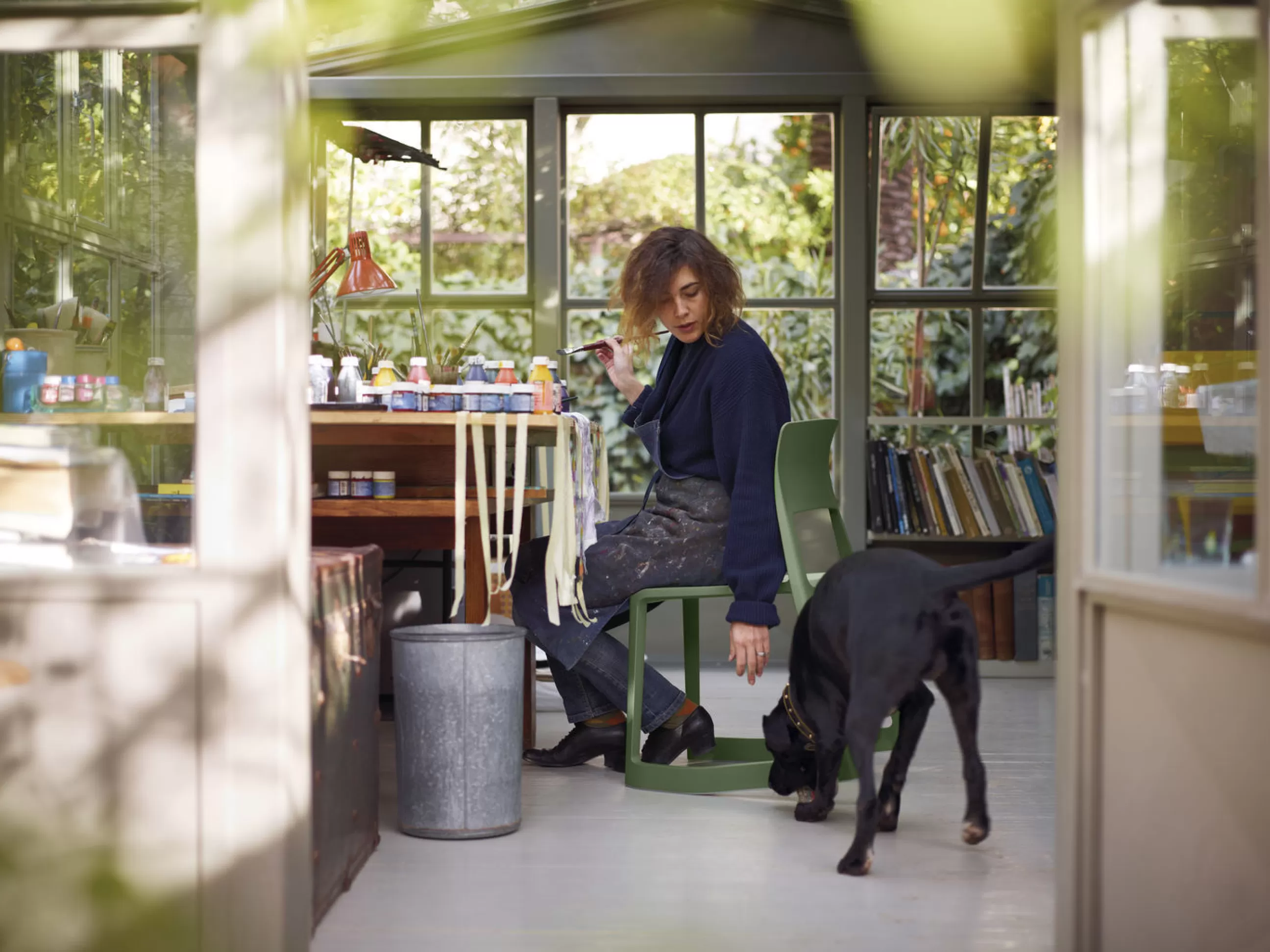 Chaises De Jardin>Vitra Chaise Tip Ton Plastique Vert / Inclinable & Ergonomique - Vert Olive