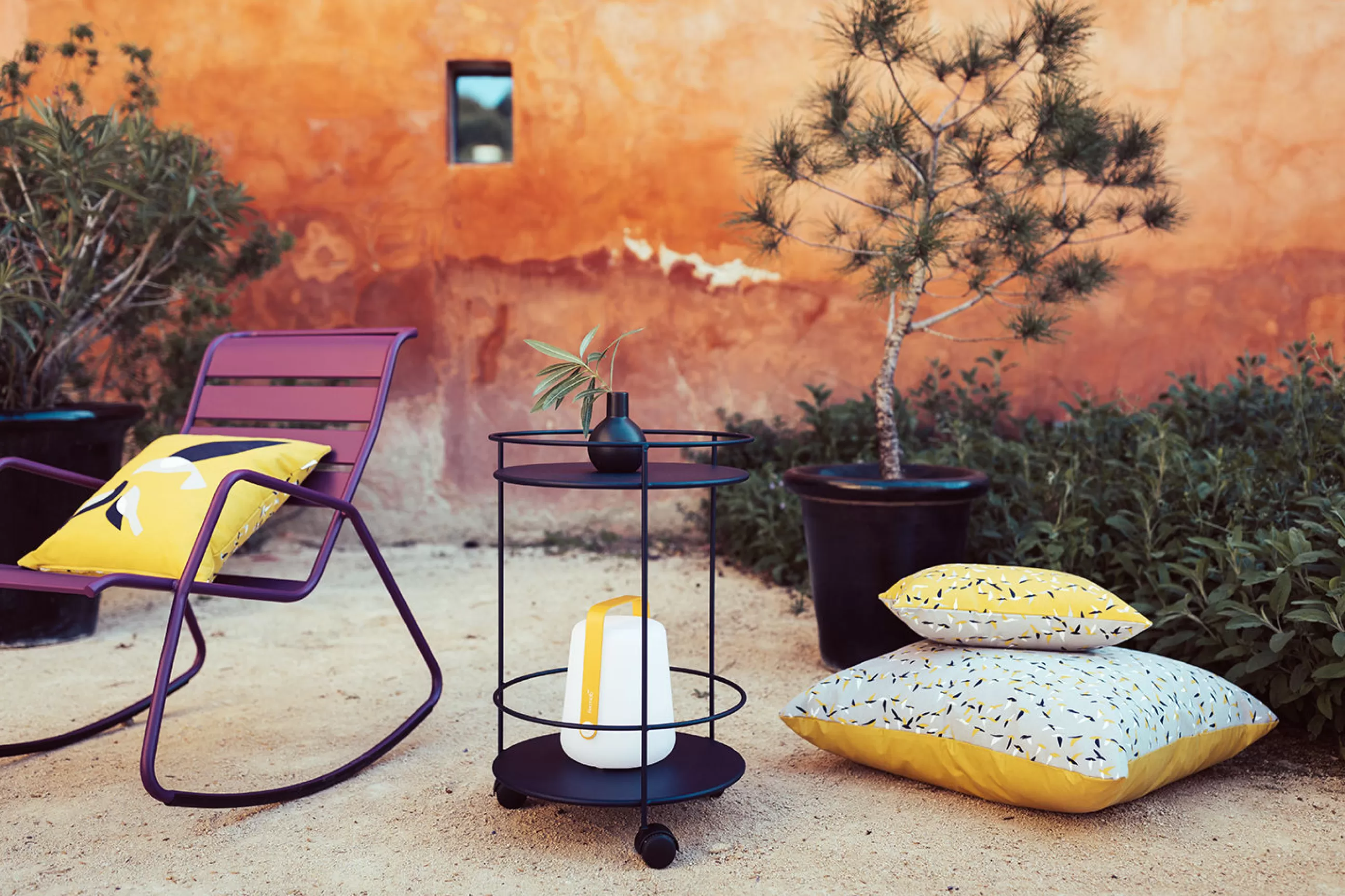 Dessertes D'extérieur>Fermob Chariot Guinguette Metal Rouge /O 40 X H 62 Cm - Plateau Plein - Piment