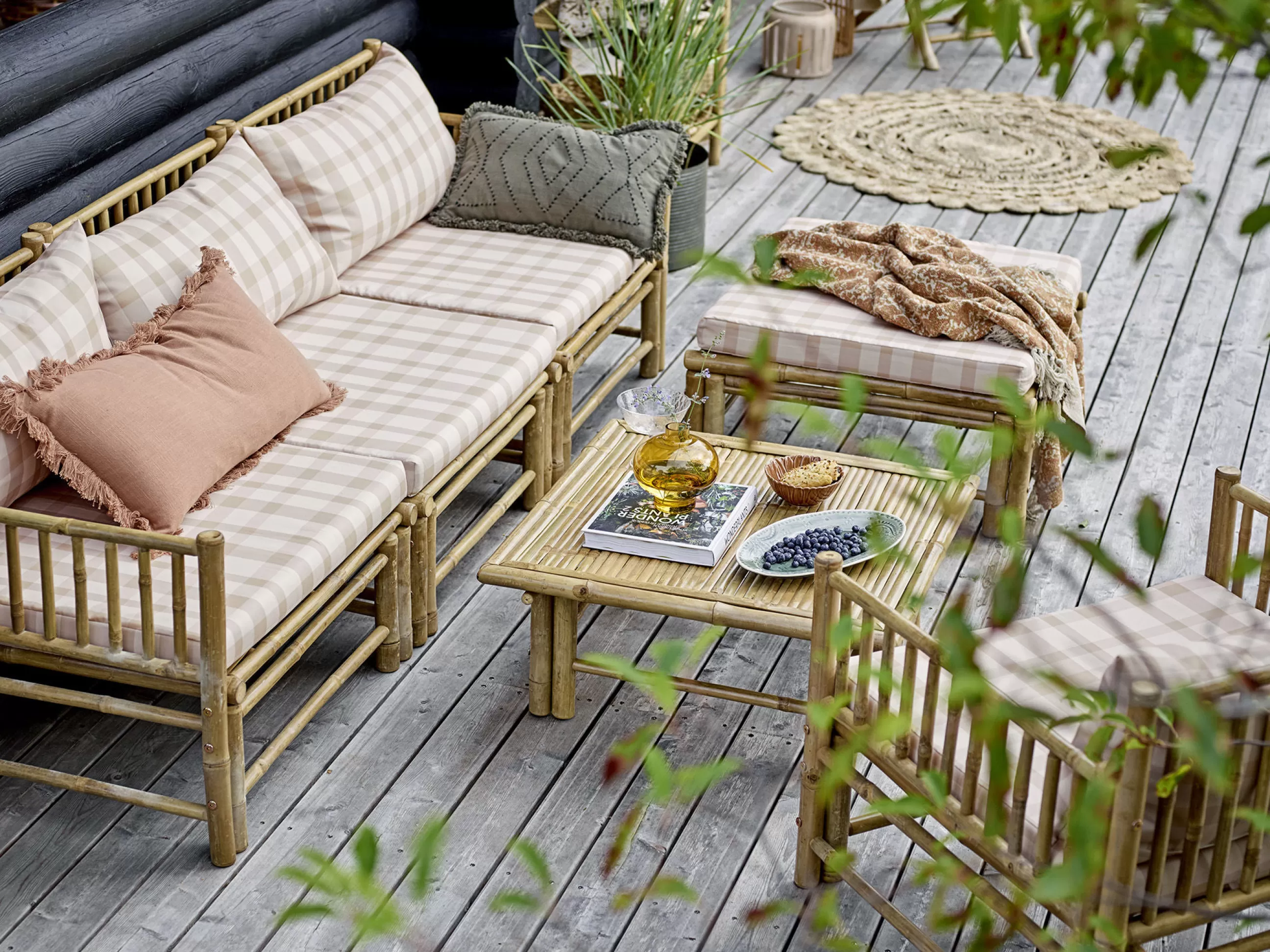 Fauteuils De Jardin>Bloomingville Chauffeuse Korfu Tissu Beige Bois Naturel / Module Central - Bambou - Bambou - Beige