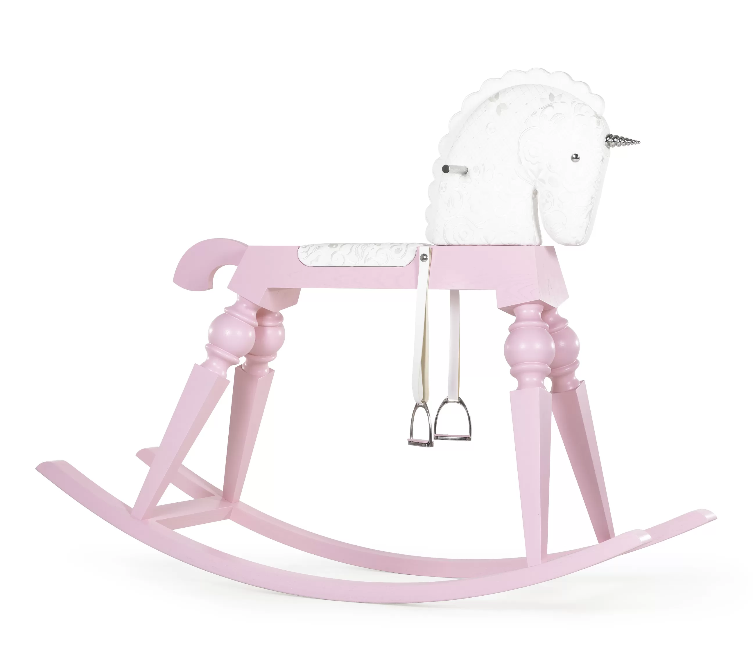 Compléments D'Ameublement>Moooi Cheval A Bascule Arion Pink Cuir Bois/ Licorne Geante H 180 Cm - Piece Unique, Signee & Numerotee - 20 Ans Mid - Rose