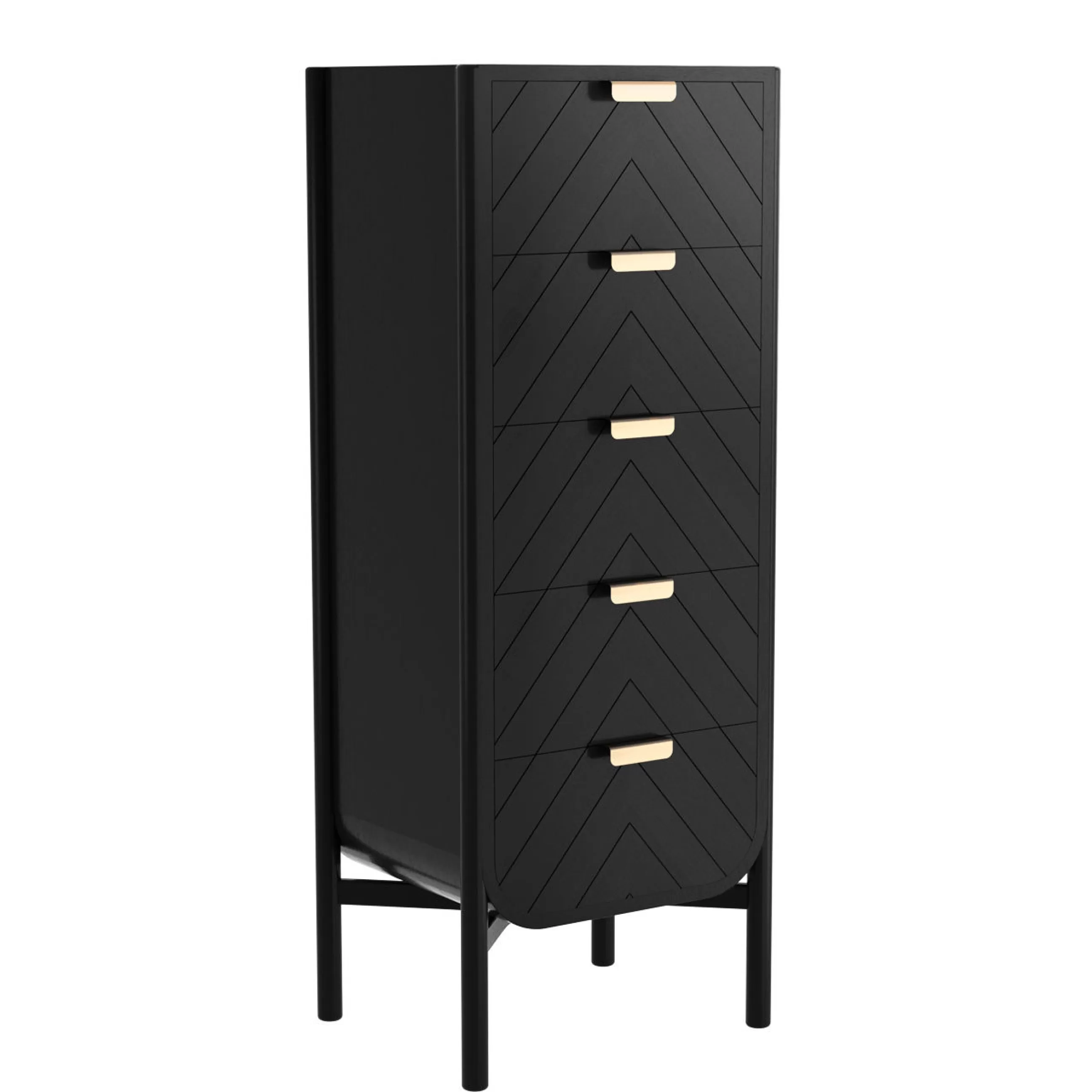 Commodes Buffets Armoires>Harto Chiffonnier Marius Bois/ L 50 X H 130 Cm - Laiton - Noir