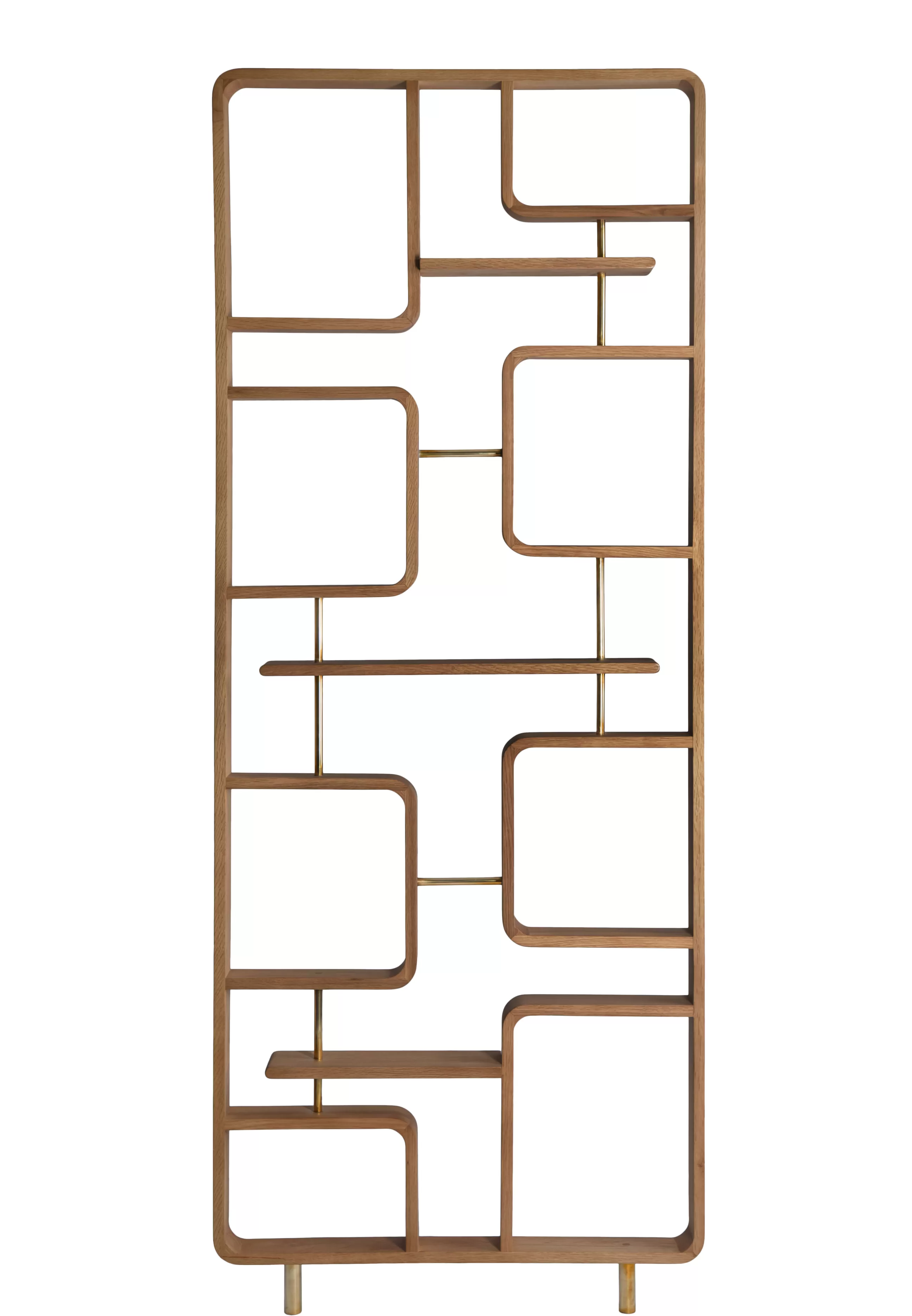 Paravents Séparations>RED Edition Cloison Claustra Bois/ Etagere - L 90 X H 240 Cm - Bois Naturel - Laiton