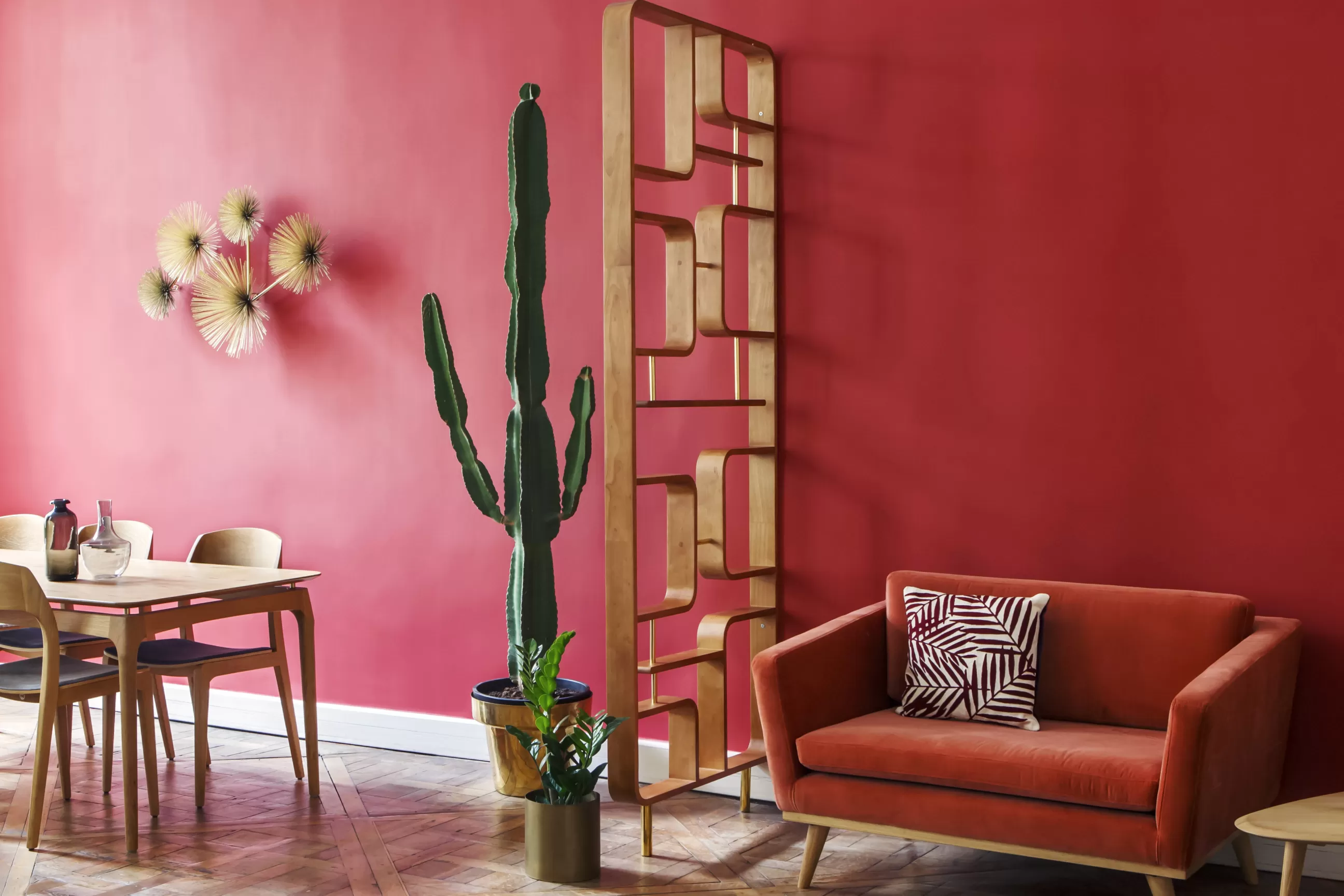 Paravents Séparations>RED Edition Cloison Claustra Bois/ Etagere - L 90 X H 240 Cm - Bois Naturel - Laiton
