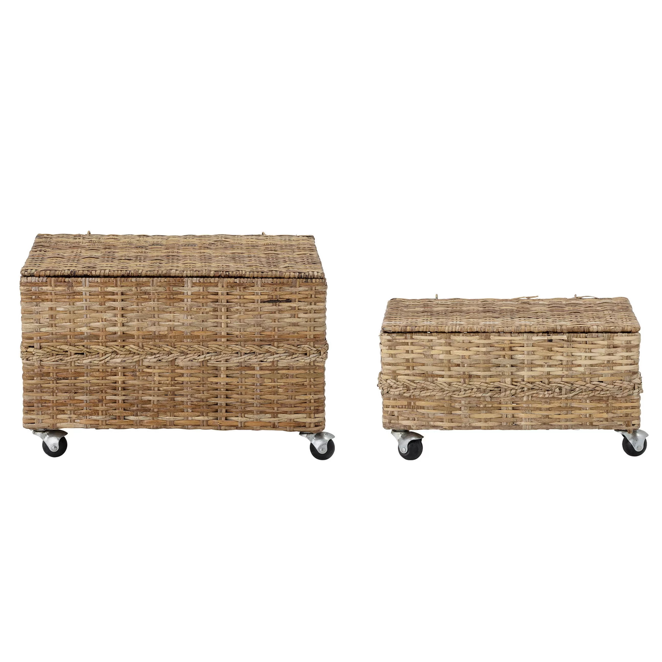 Mobilier Kids>Bloomingville Coffre Nature Fibre Vegetale Beige / Set De 2 - Avec Roulettes / Rotin - Naturel
