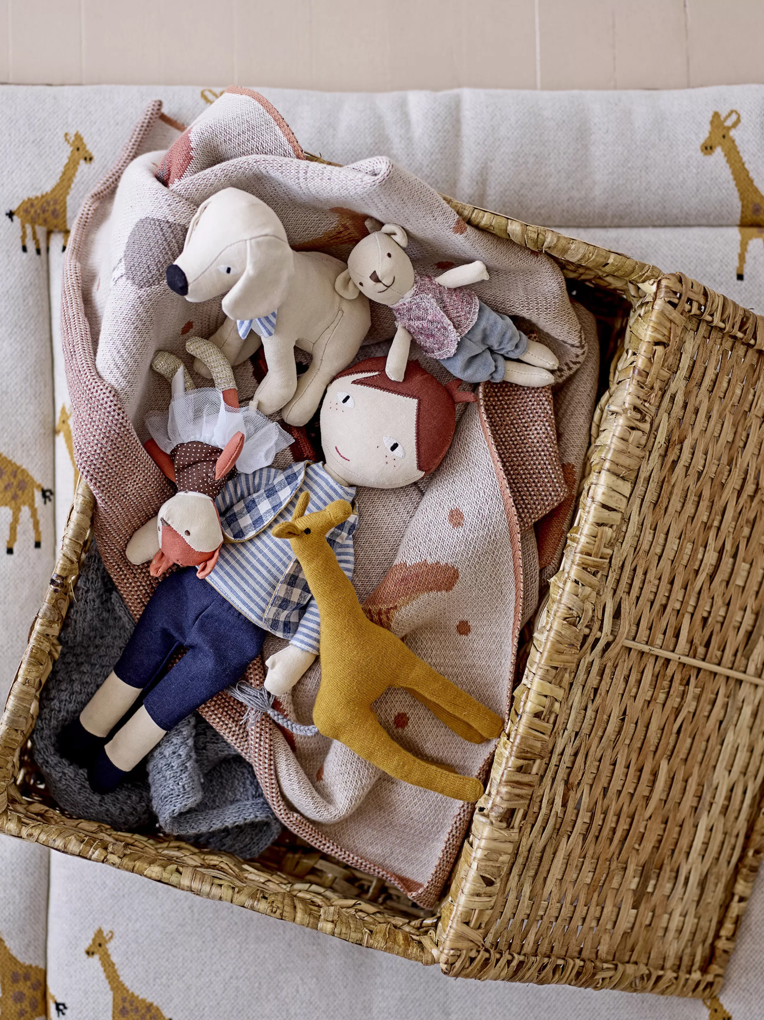 Mobilier Kids>Bloomingville Coffre Nature Fibre Vegetale Beige / Set De 2 - Avec Roulettes / Rotin - Naturel
