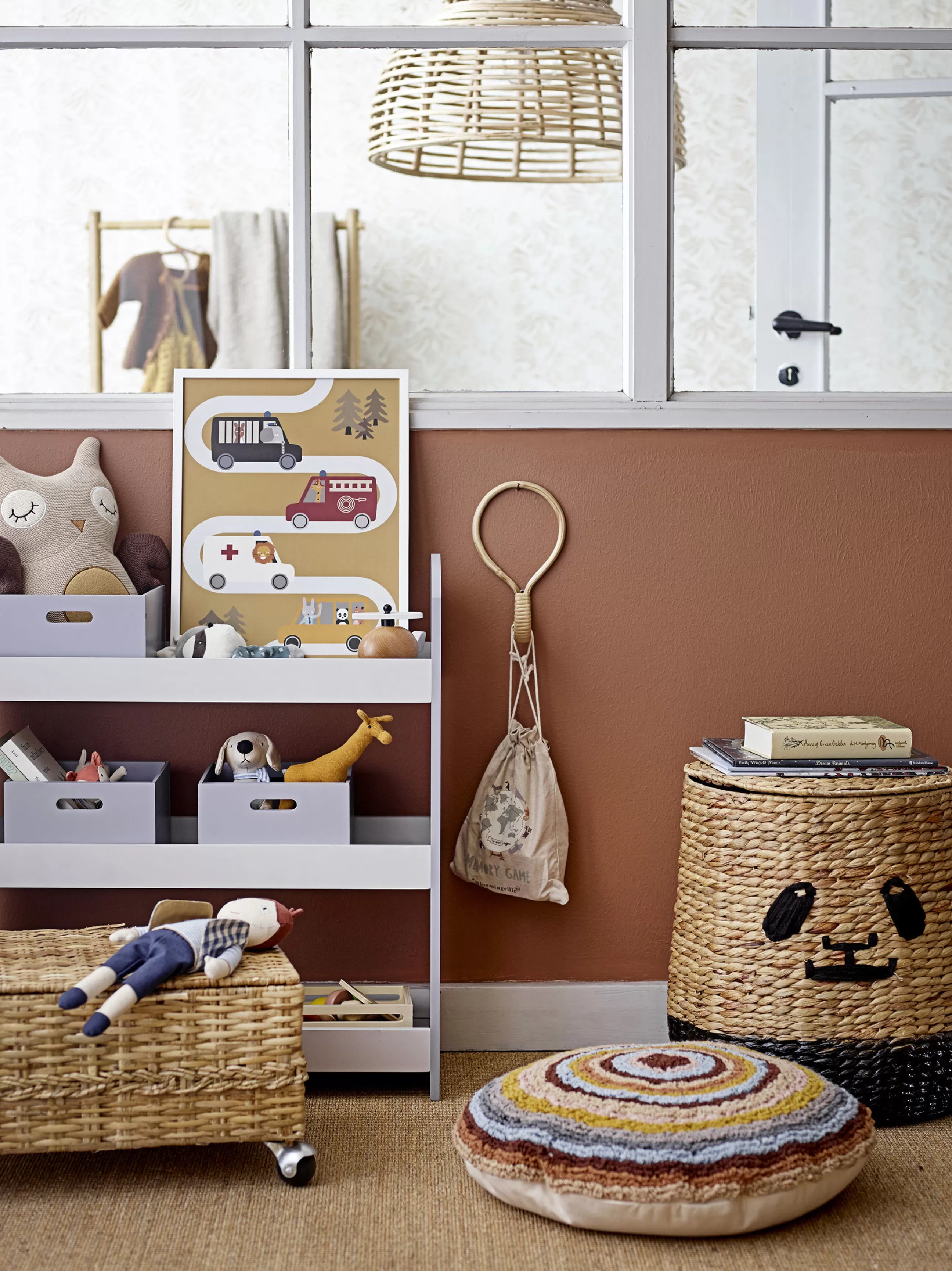 Mobilier Kids>Bloomingville Coffre Nature Fibre Vegetale Beige / Set De 2 - Avec Roulettes / Rotin - Naturel