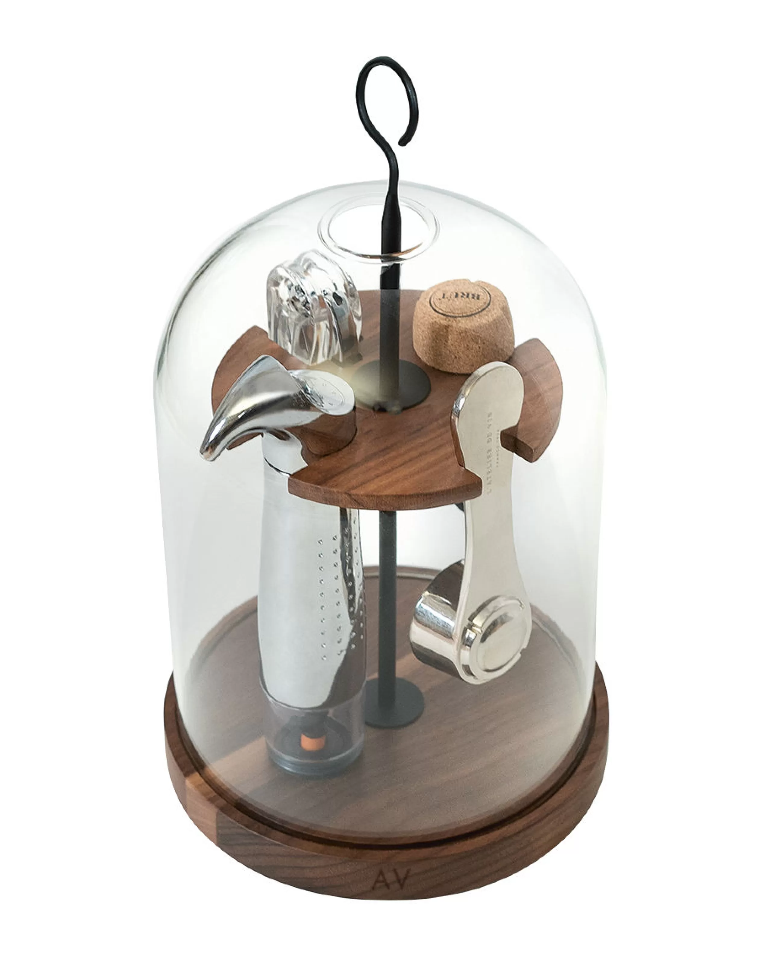 Autour Du Vin>L'Atelier du Vin Coffret Sommelier Le Globe Metal Verre Bois Naturel / 6 Pieces - Cloche En Verre - Noyer - Transparent