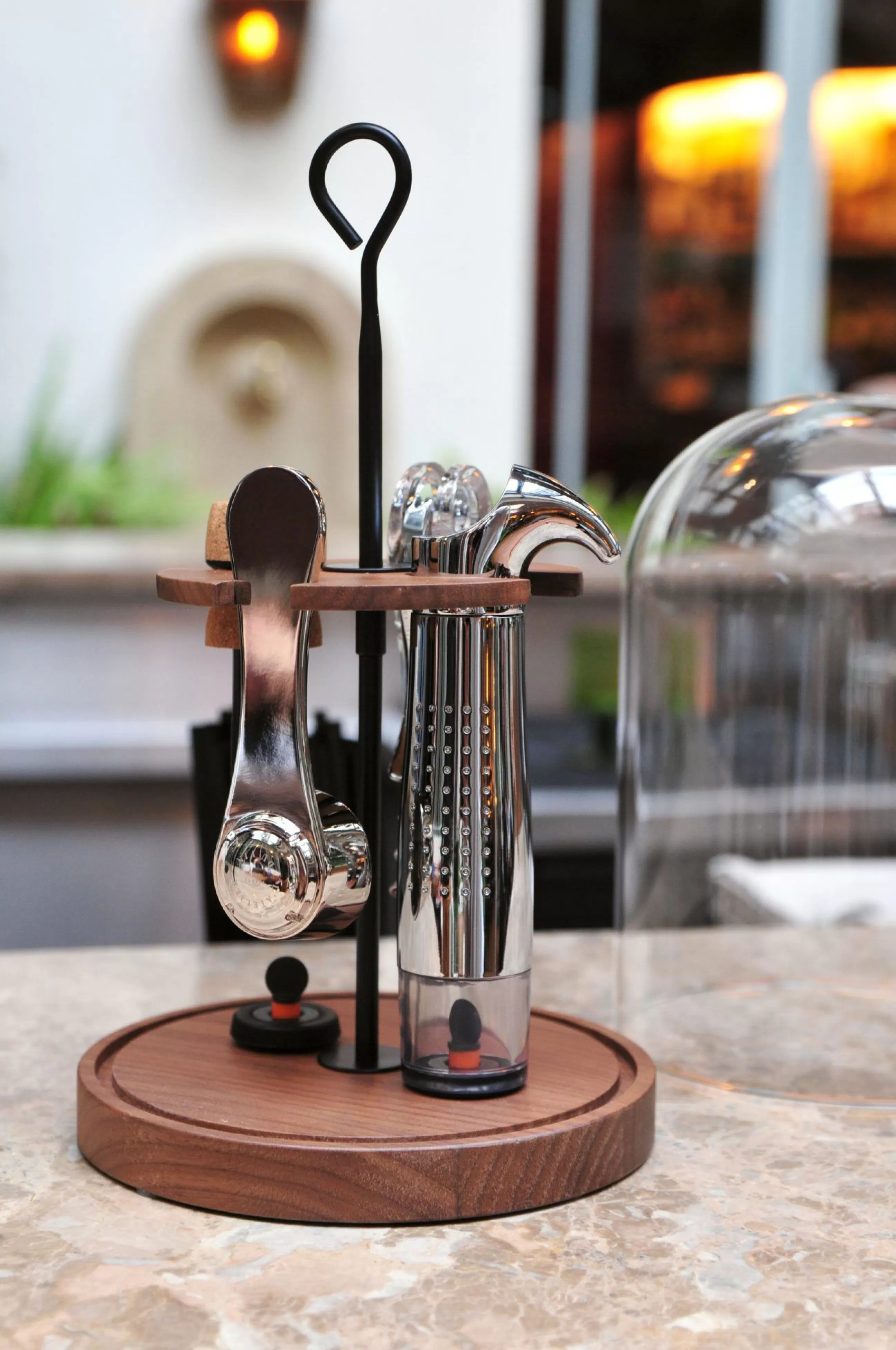 Autour Du Vin>L'Atelier du Vin Coffret Sommelier Le Globe Metal Verre Bois Naturel / 6 Pieces - Cloche En Verre - Noyer - Transparent