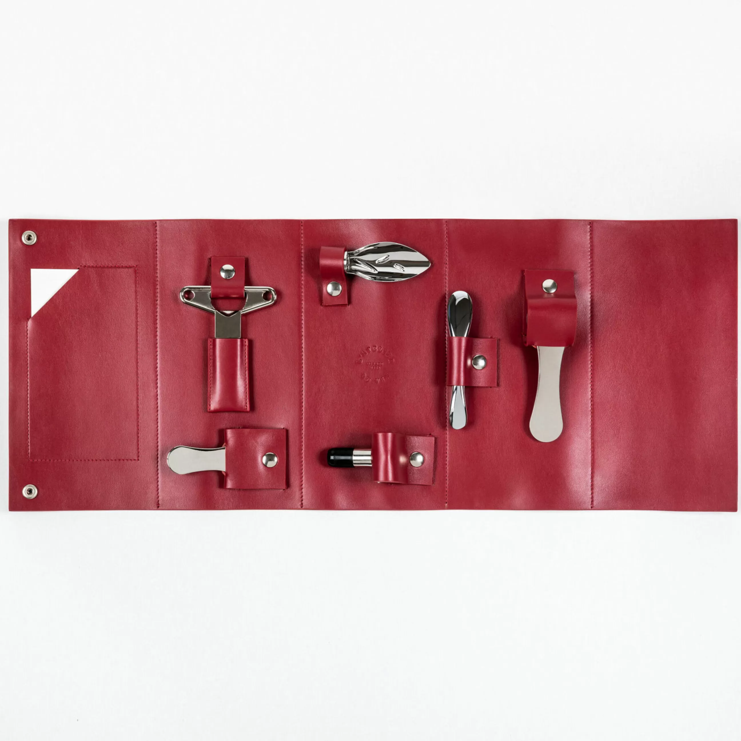 Autour Du Vin>L'Atelier du Vin Coffret Sommelier Oeno Collection Nomad Metal Cuir Rouge Marron / 6 Accessoires Dans Etui Cuir - Acier - Fauve - Rouge