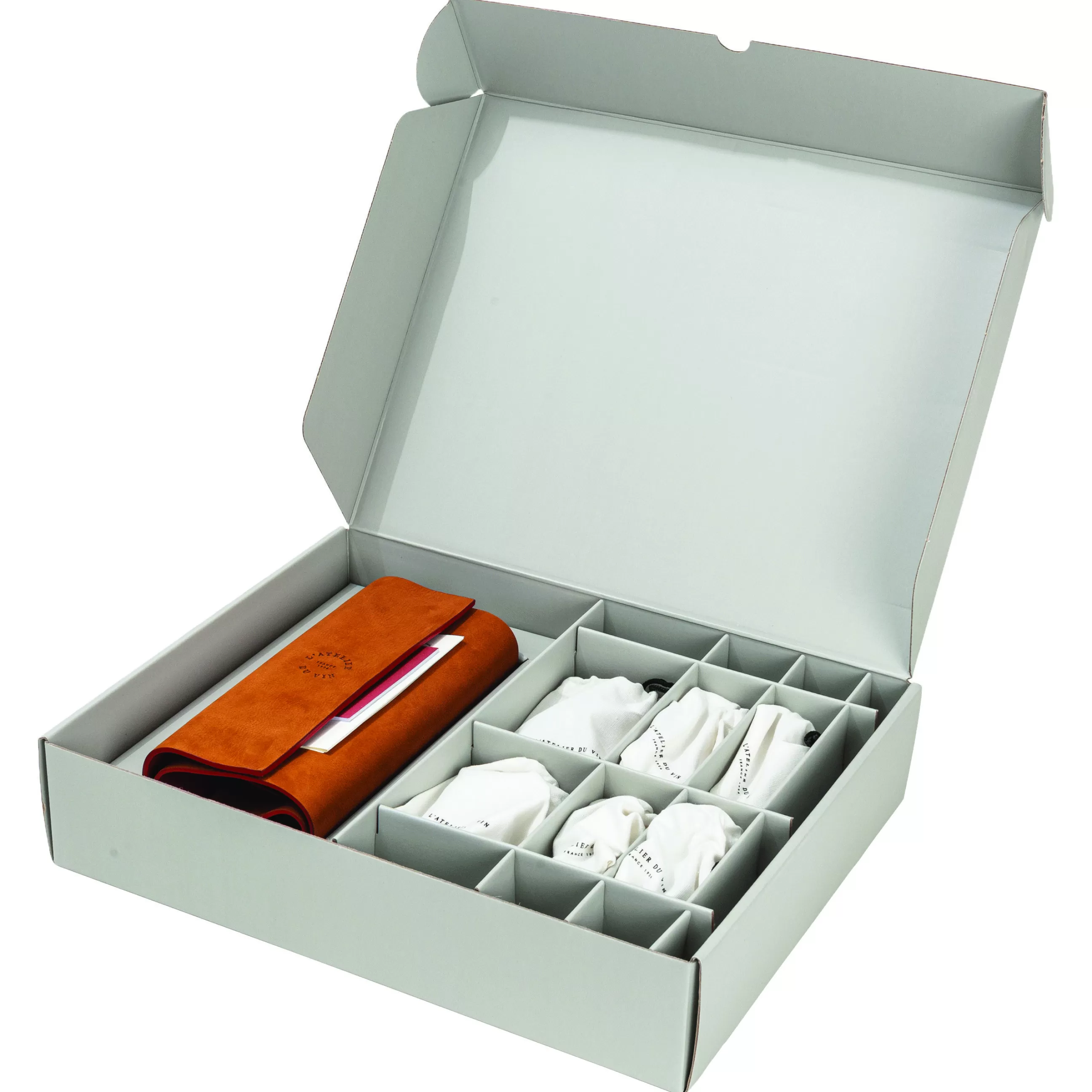 Autour Du Vin>L'Atelier du Vin Coffret Sommelier Oeno Collection Nomad Metal Cuir Rouge Marron / 6 Accessoires Dans Etui Cuir - Acier - Fauve - Rouge