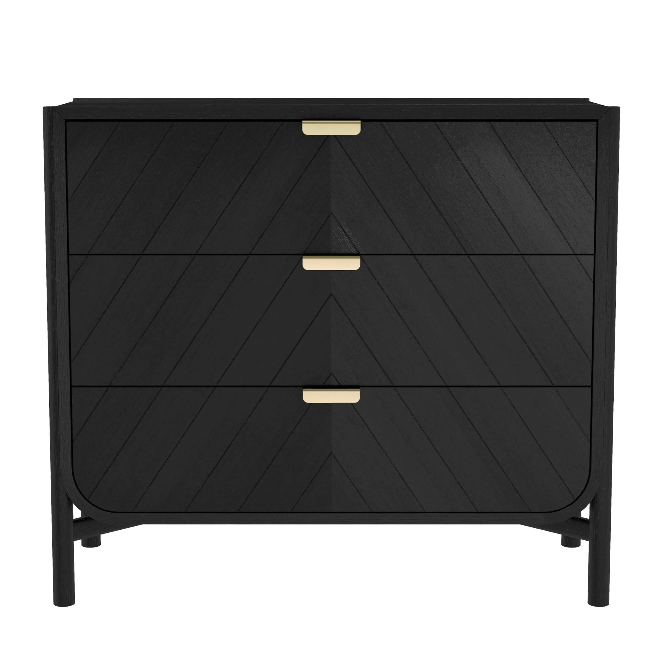 Commodes Buffets Armoires>Harto Commode Marius Bois Noir / L 100 X  H 90 Cm - Laiton - Noir