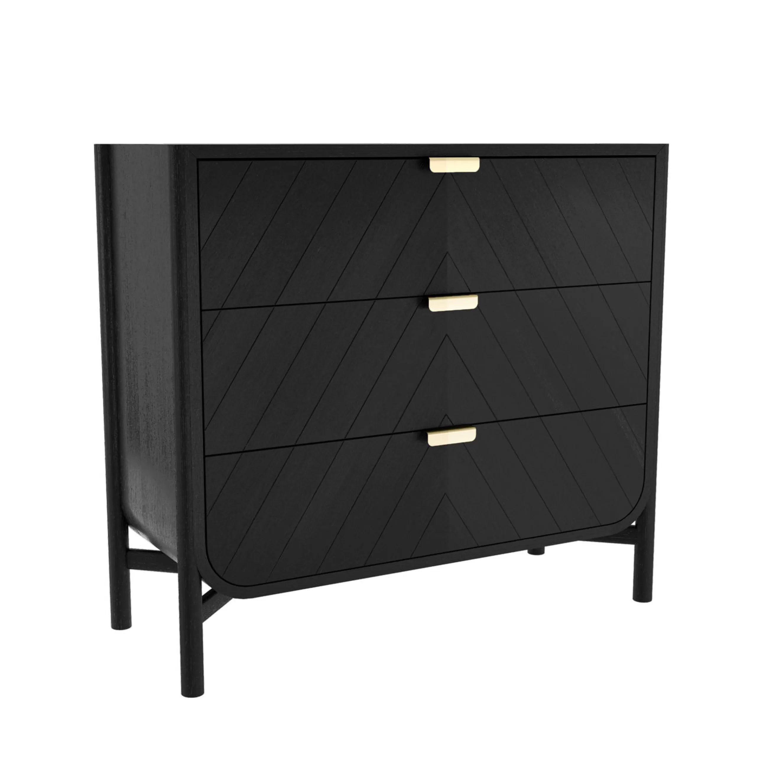 Commodes Buffets Armoires>Harto Commode Marius Bois Noir / L 100 X  H 90 Cm - Laiton - Noir