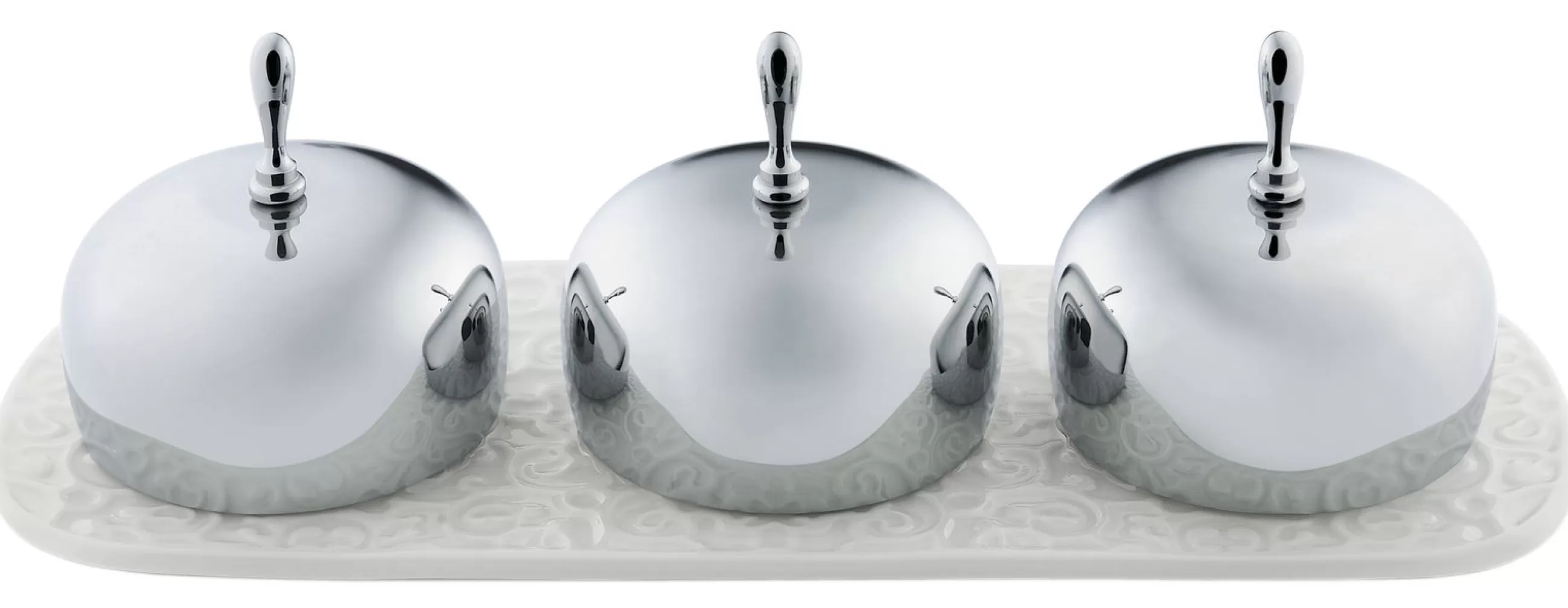 Accessoires Cuisine>Alessi Confiturier Dressed Ceramique Blanc Metal / 3 Compartiments - Acier - Blanc