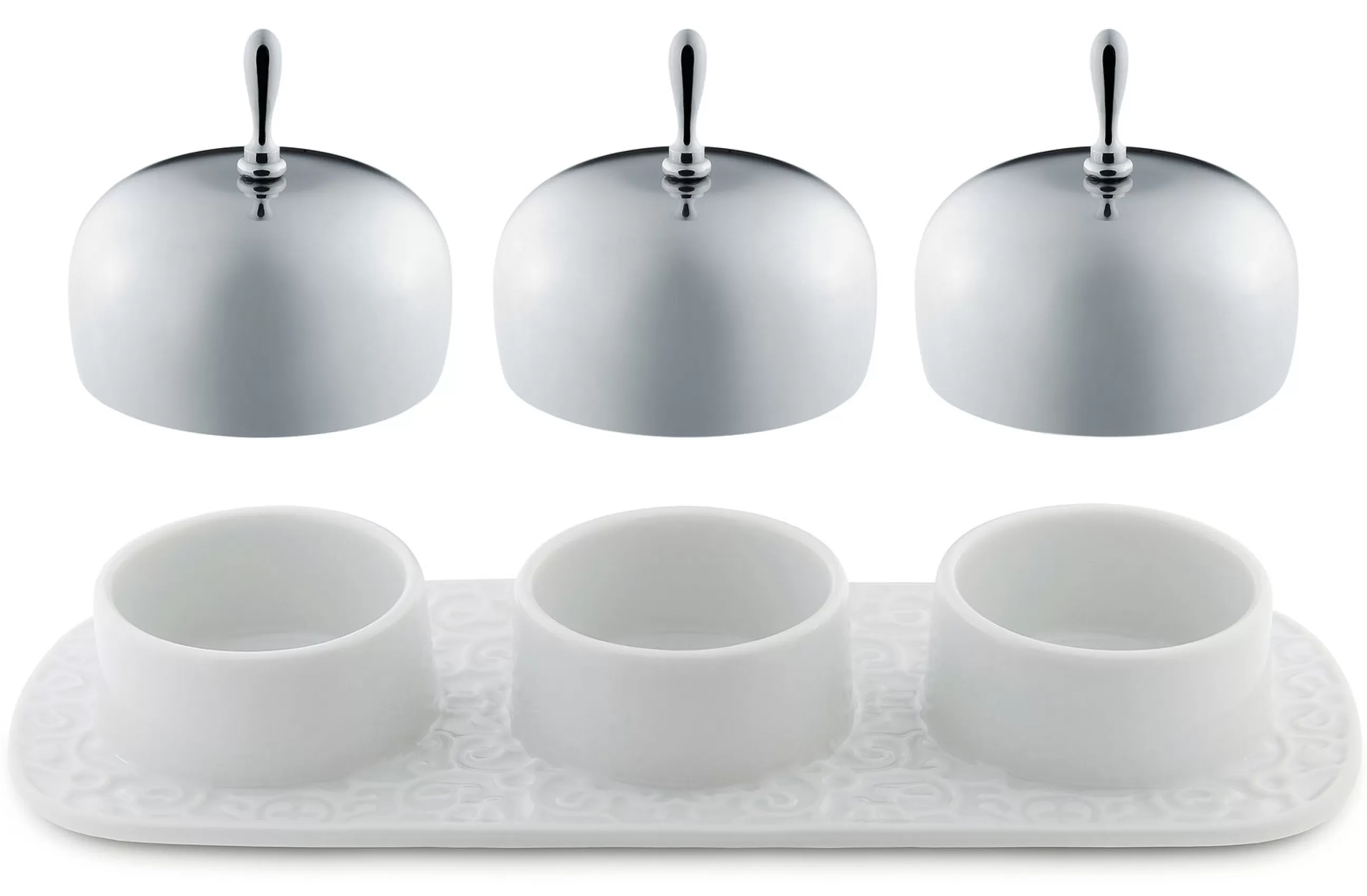 Accessoires Cuisine>Alessi Confiturier Dressed Ceramique Blanc Metal / 3 Compartiments - Acier - Blanc