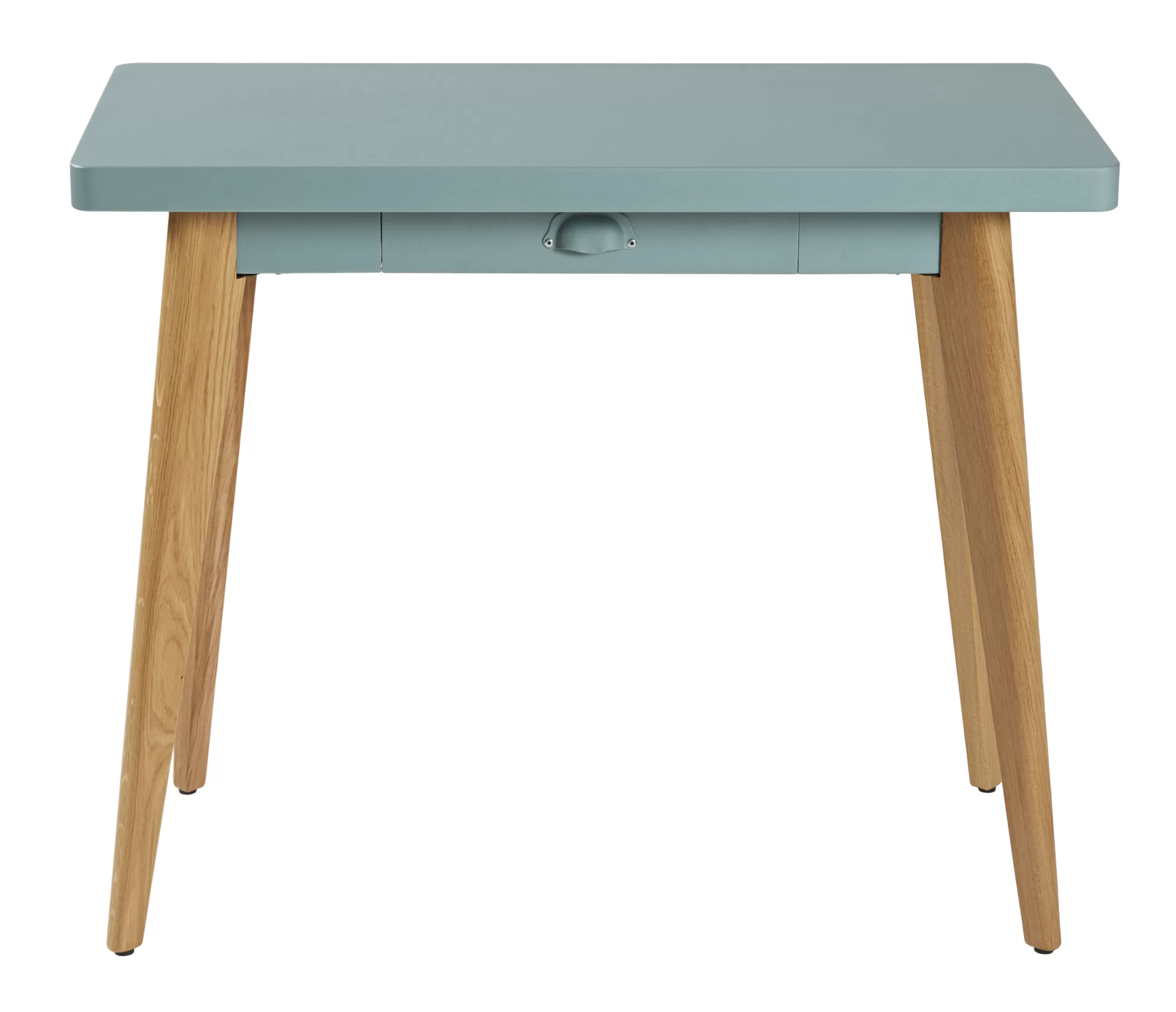 Consoles>Tolix Console 55 Metal Vert Bois Naturel / Avec Tiroir - Metal & Pieds Bois - Bois Naturel - Vert Lichen
