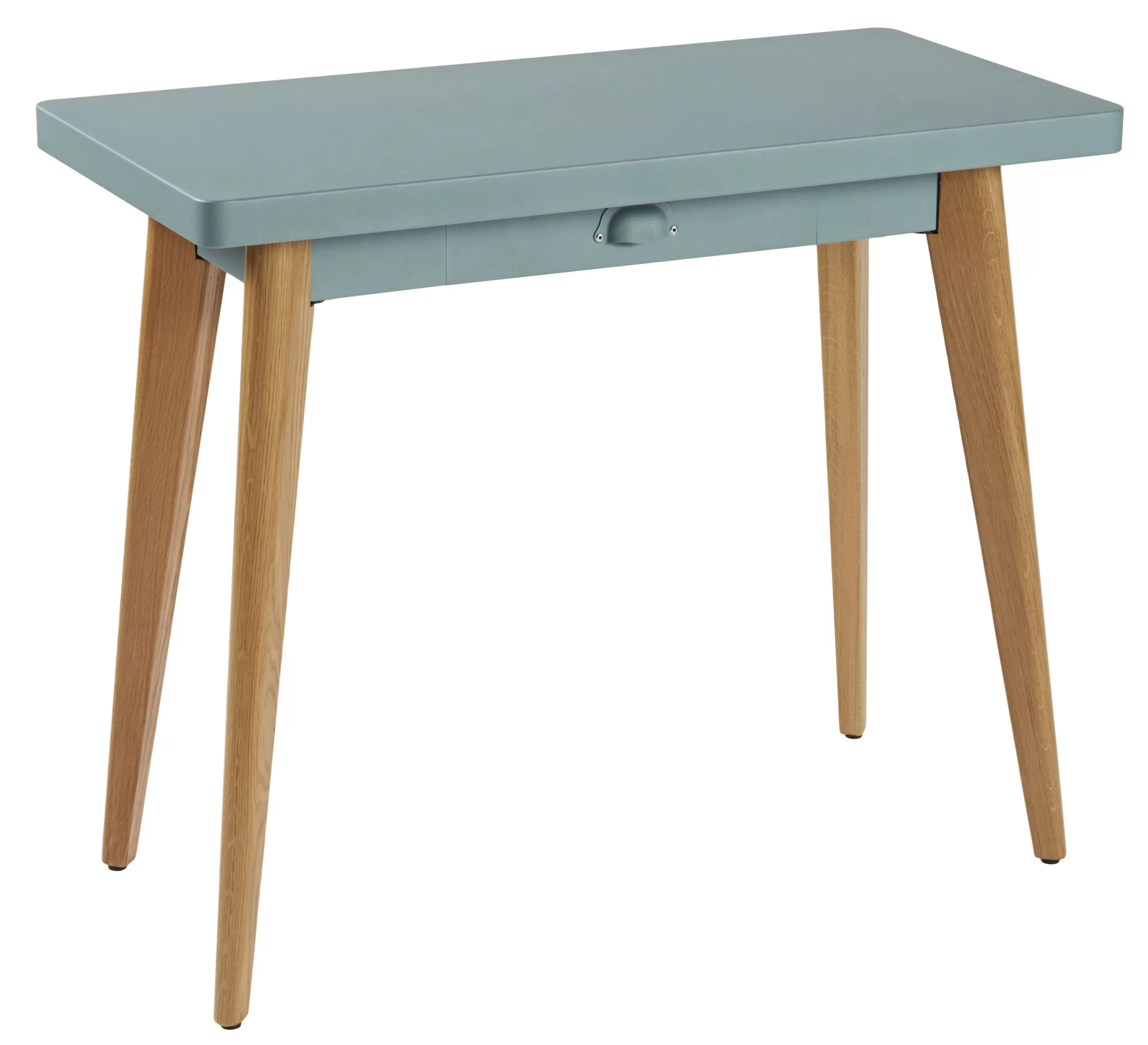 Consoles>Tolix Console 55 Metal Vert Bois Naturel / Avec Tiroir - Metal & Pieds Bois - Bois Naturel - Vert Lichen