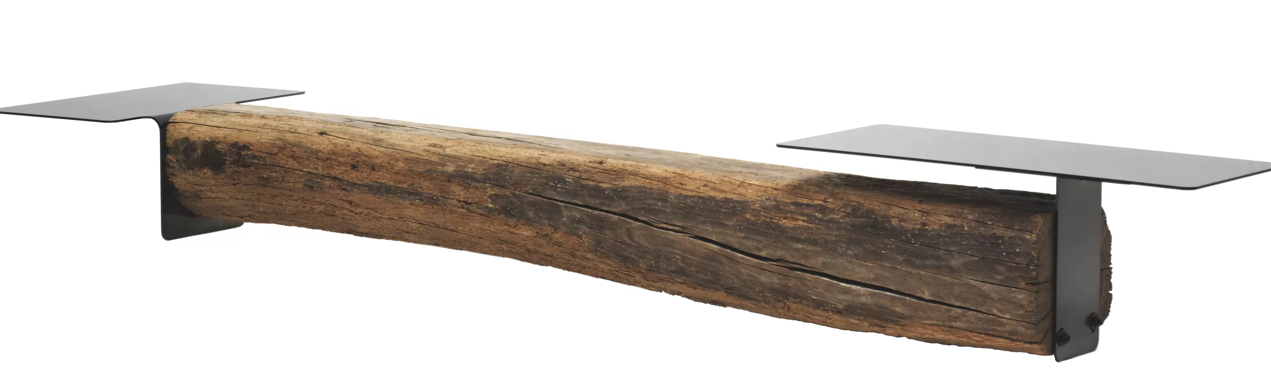 Consoles>Mogg Console Basse Beam Noir Bois Naturel / L 220 Cm - Bois Naturel - Noir