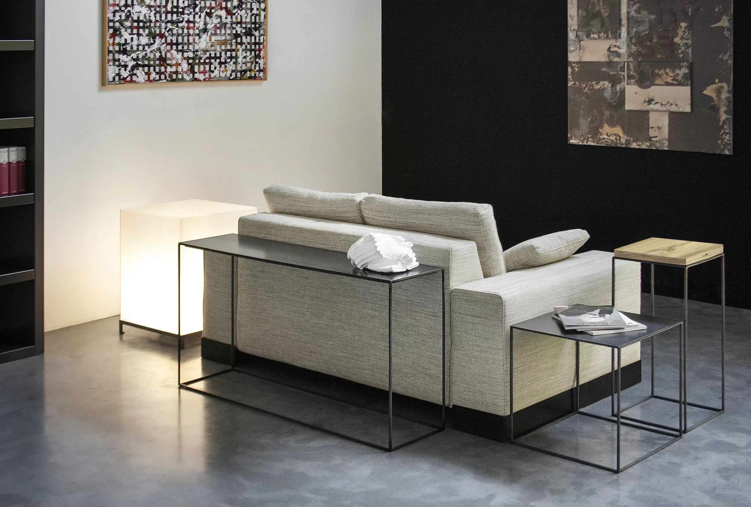 Consoles>Zeus Console Basse Slim Irony Metal Noir / 124 X 31 X H 64 Cm - Noir Cuivre