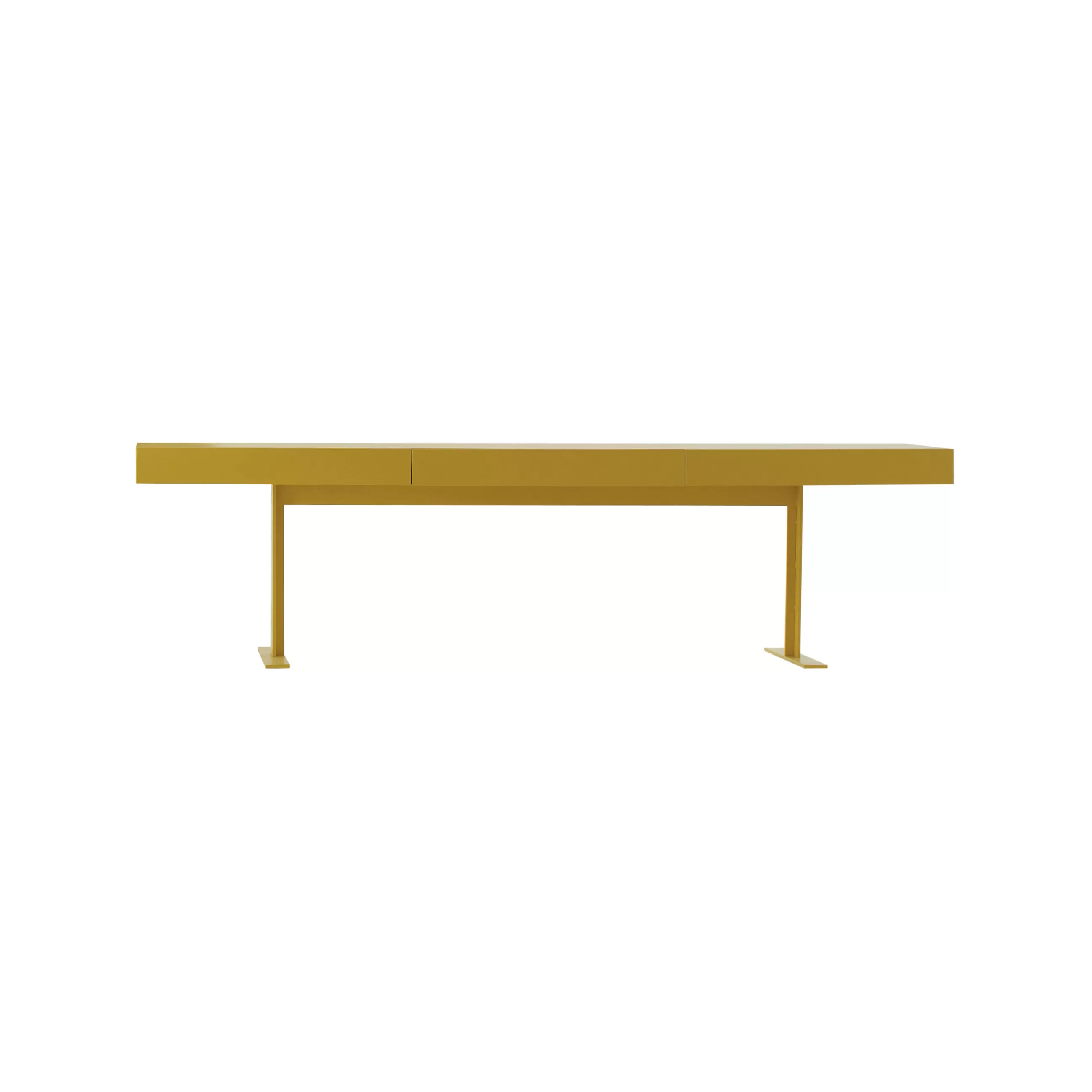 Consoles>Cappellini Console Luxor Bois Jaune / 2 Tiroirs - L 180 X P. 45 X H 72 Cm - Jaune Moutarde
