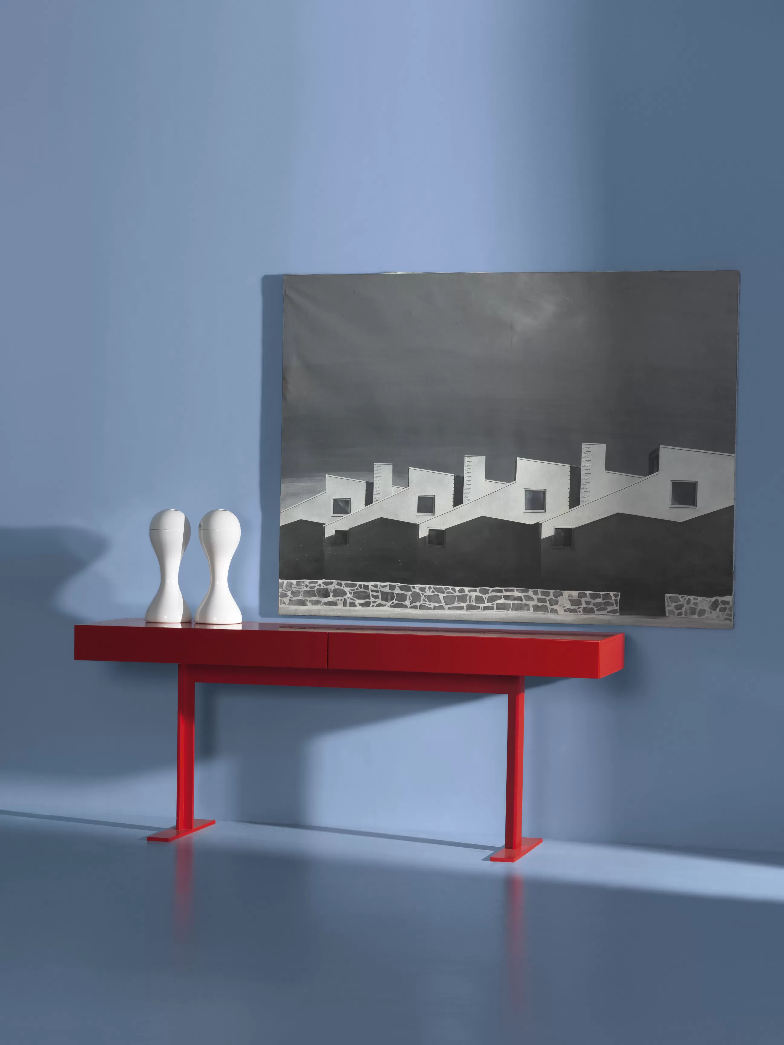 Consoles>Cappellini Console Luxor Bois Jaune / 2 Tiroirs - L 180 X P. 45 X H 72 Cm - Jaune Moutarde