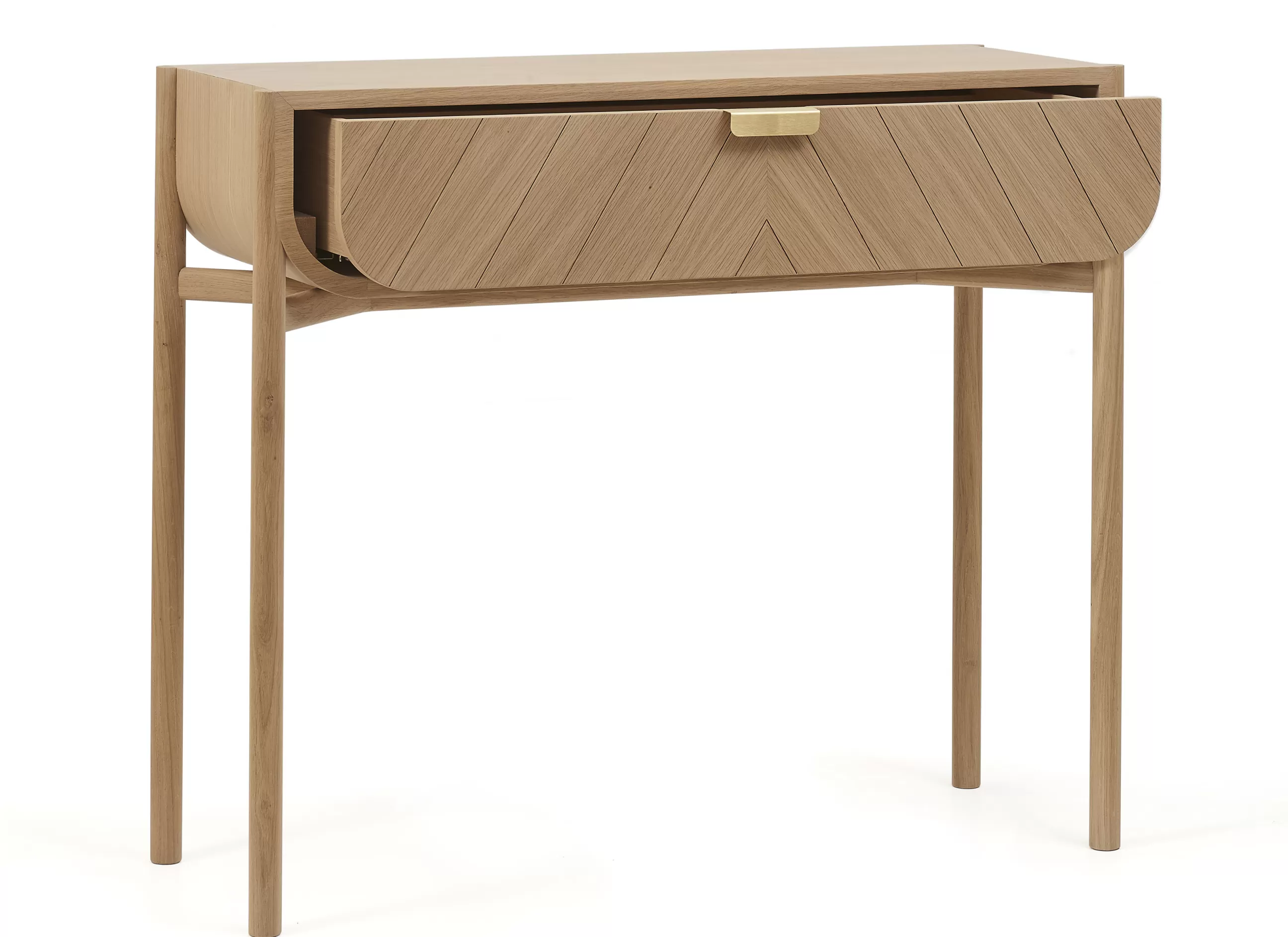 Consoles>Harto Console Marius Bois Naturel / Avec Tiroir - L 100 Cm - Chene Naturel - Laiton