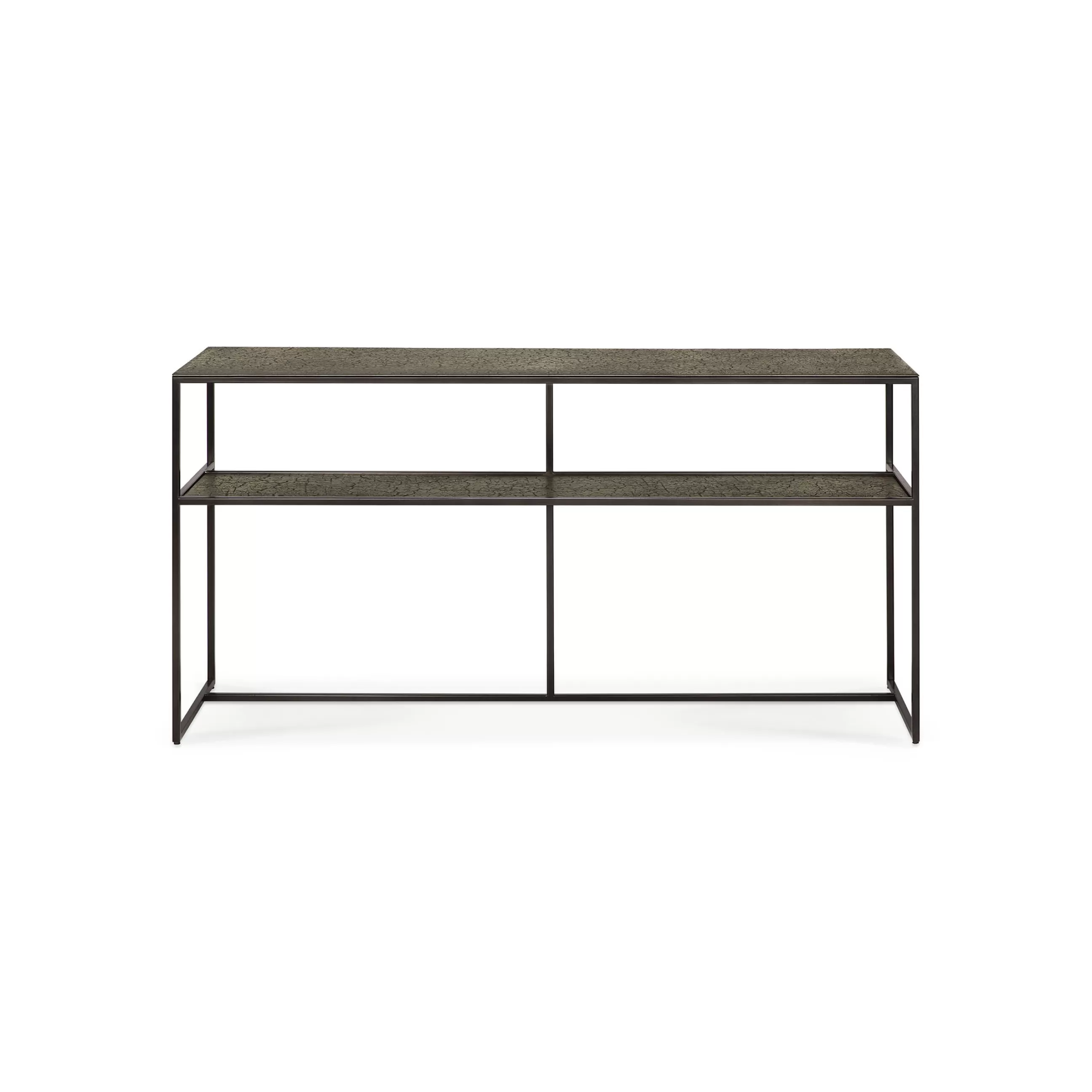 Consoles>Ethnicraft Console Pentagon Metal Noir / 150 X 40 Cm X H 75 Cm - Plateaux Sculptes Main - Whisky