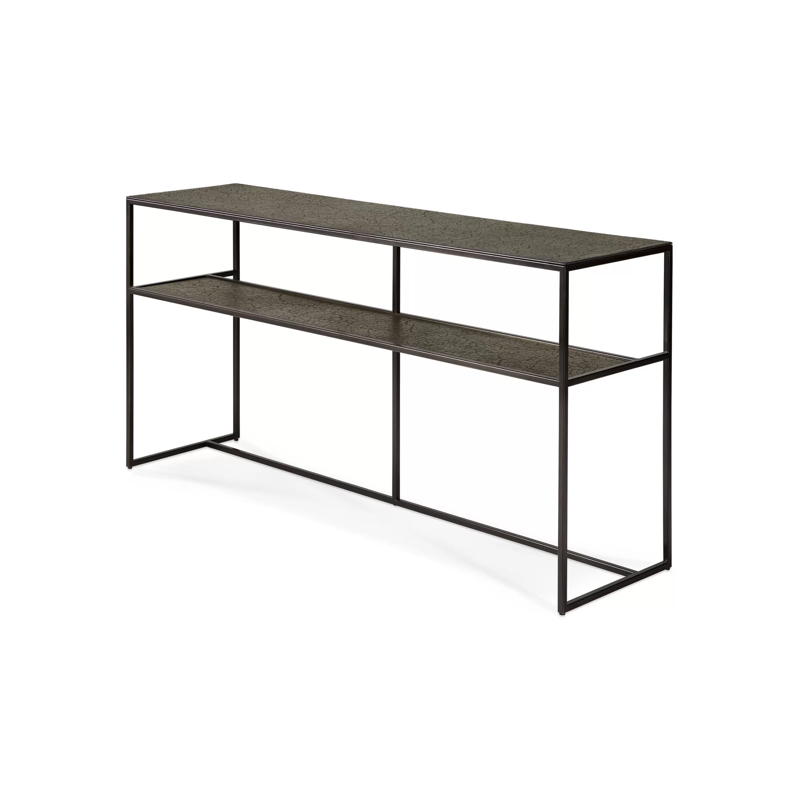 Consoles>Ethnicraft Console Pentagon Metal Noir / 150 X 40 Cm X H 75 Cm - Plateaux Sculptes Main - Whisky