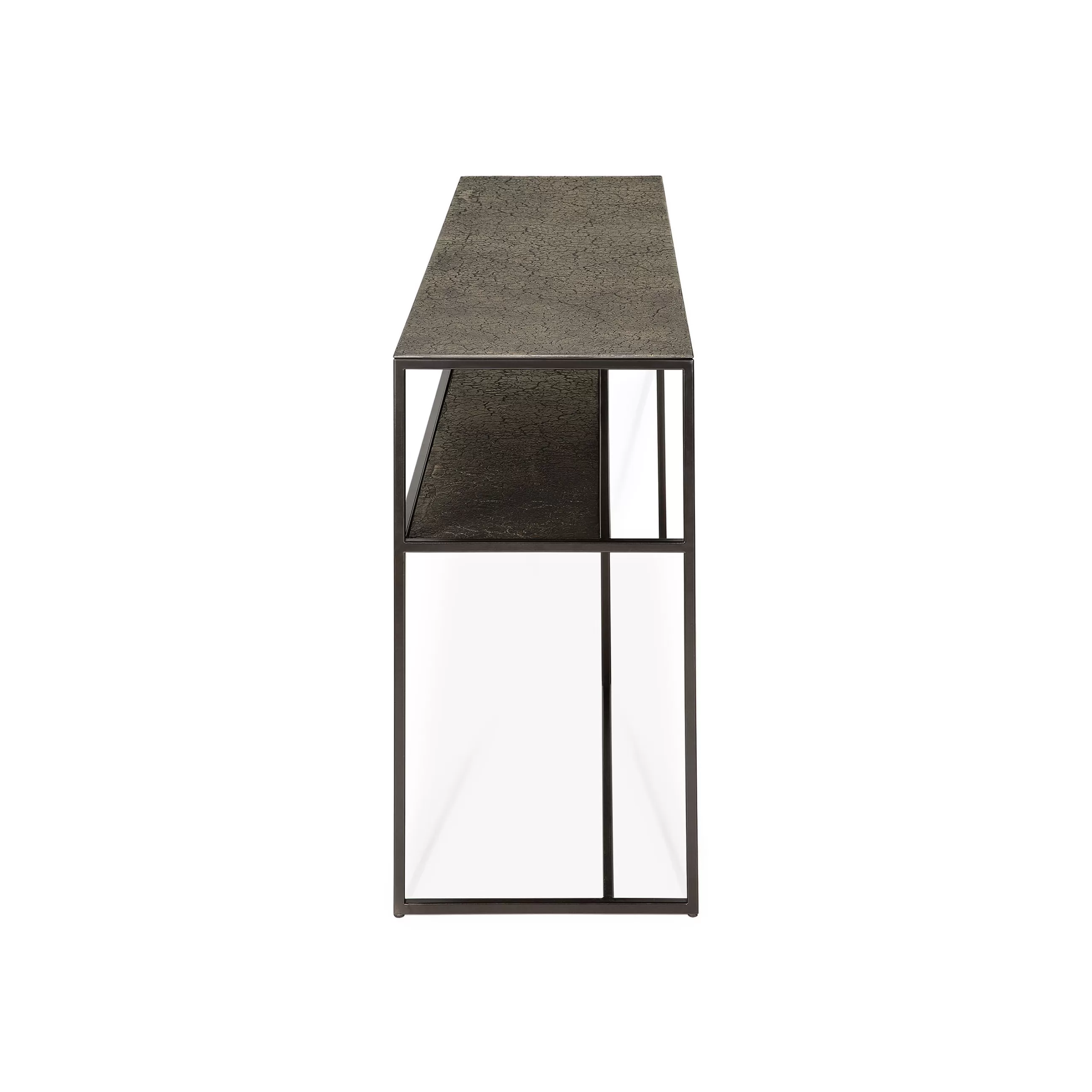 Consoles>Ethnicraft Console Pentagon Metal Noir / 150 X 40 Cm X H 75 Cm - Plateaux Sculptes Main - Whisky