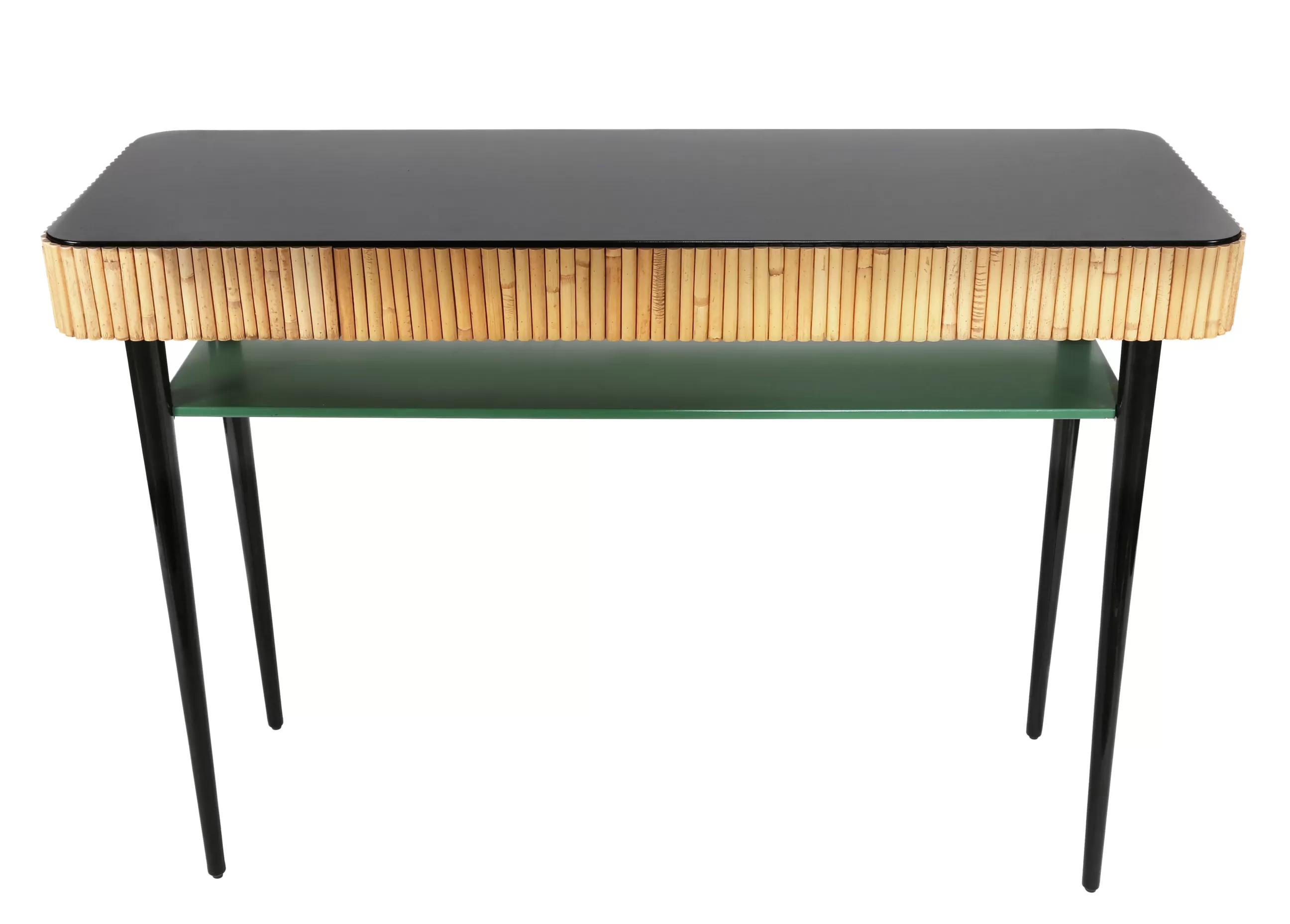 Consoles>Maison Sarah Lavoine Console Riviera Vert Noir Bois Naturel / Rotin - Tiroir - Radis Noir - Rotin Naturel - Vert