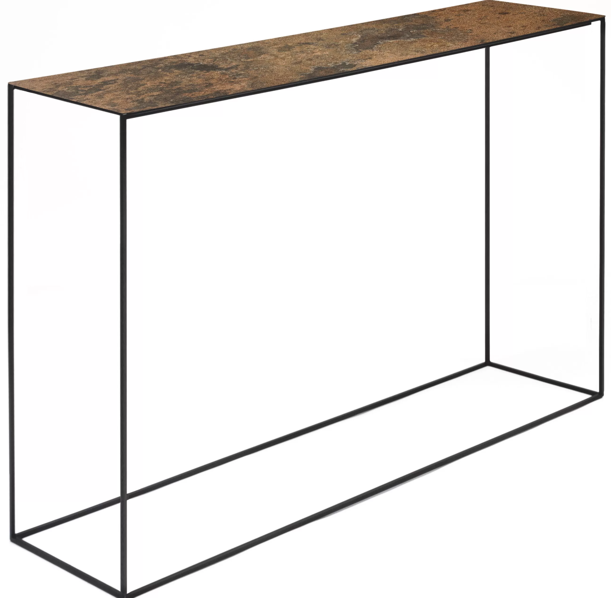 Consoles>Zeus Console Slim Irony Art Cuivre Metal / L 124 Cm - Noir Cuivre - Rouille Patinee