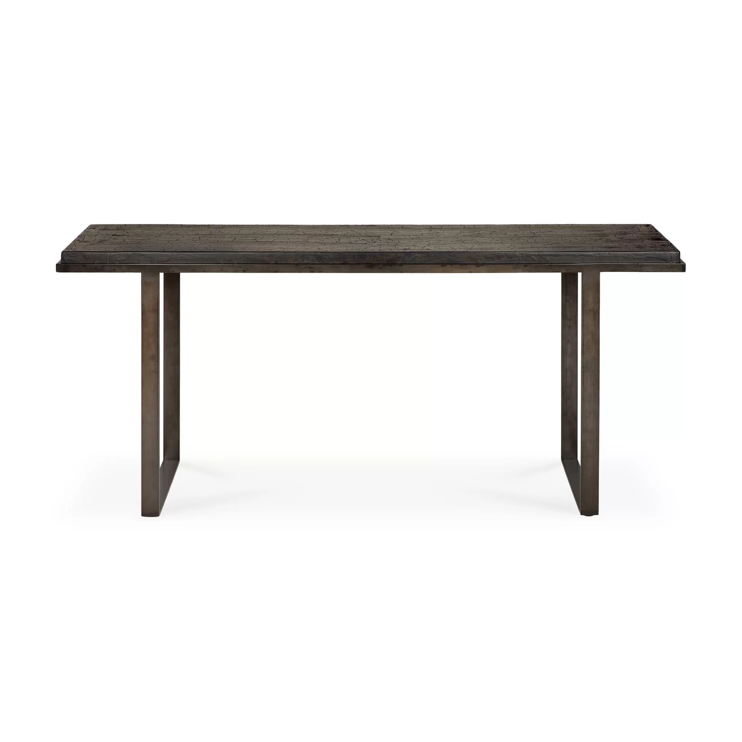 Consoles>Ethnicraft Console Stability Metal Bois Marron Noir / L 170 X H 75 Cm - Sculpte Main - Terre D'Ombre