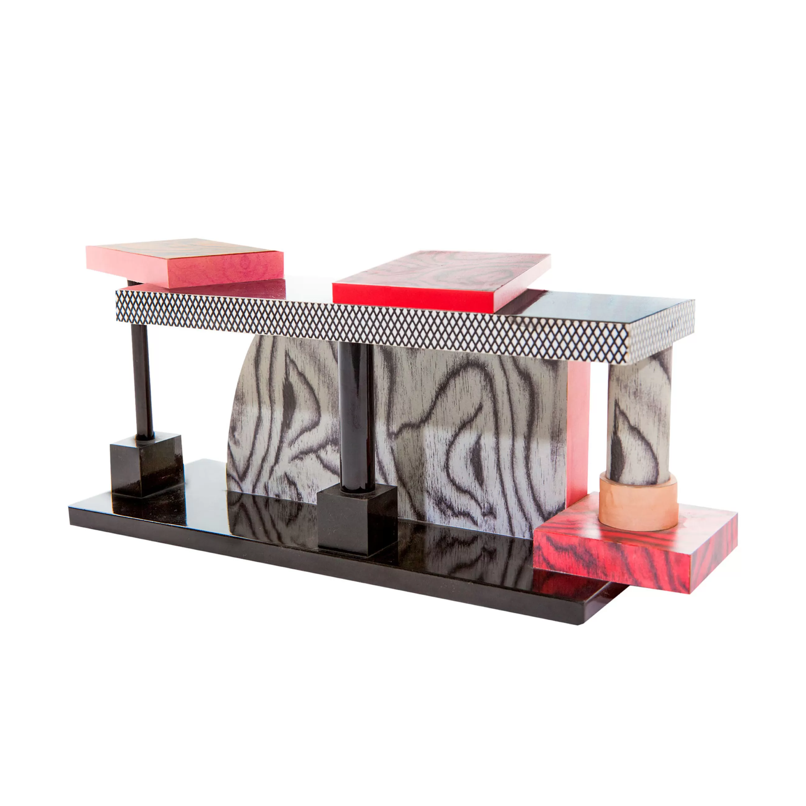 Consoles>Memphis Milano Console Tartar Plastique Bois/ By Ettore Sottsass, 1985 - Multicolore
