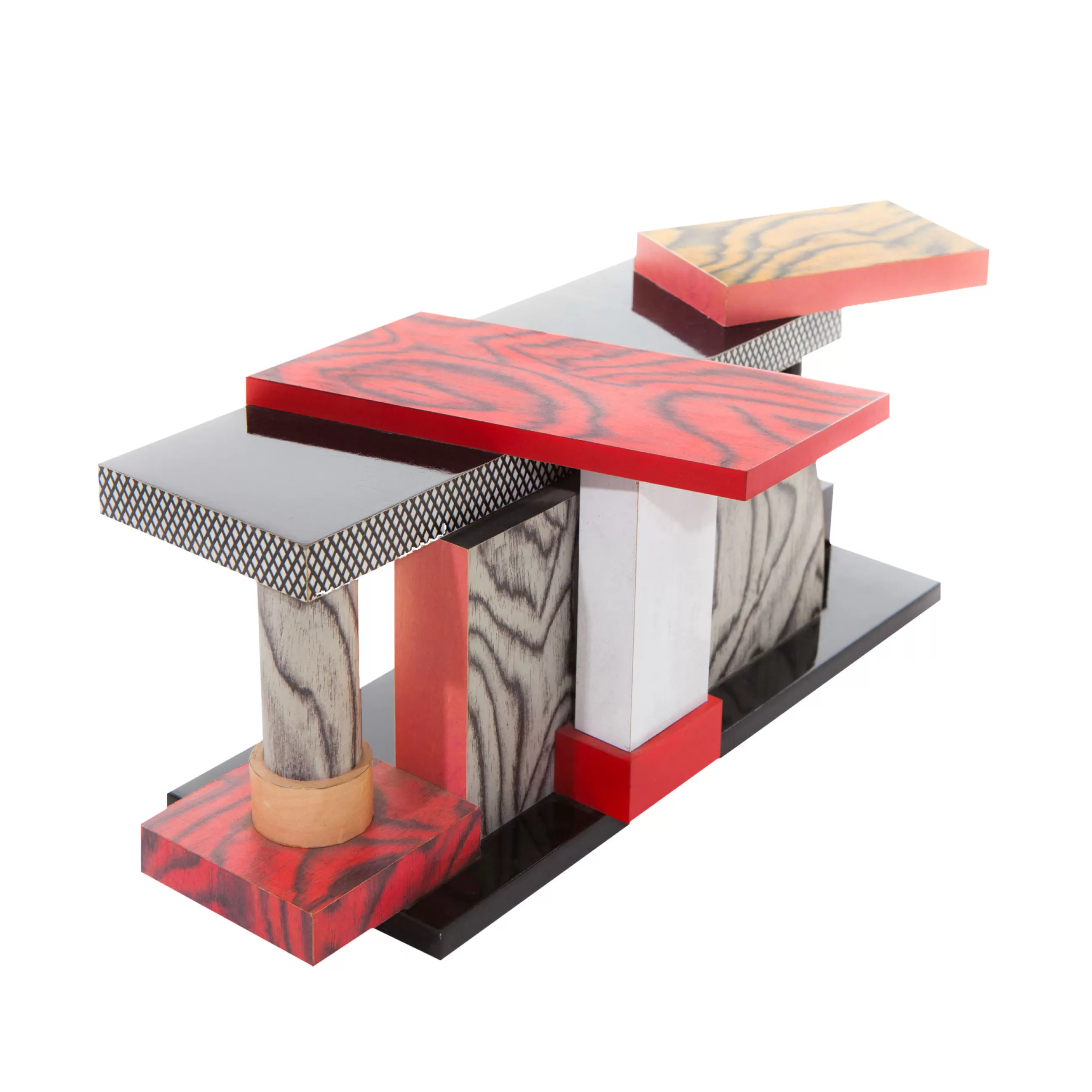 Consoles>Memphis Milano Console Tartar Plastique Bois/ By Ettore Sottsass, 1985 - Multicolore