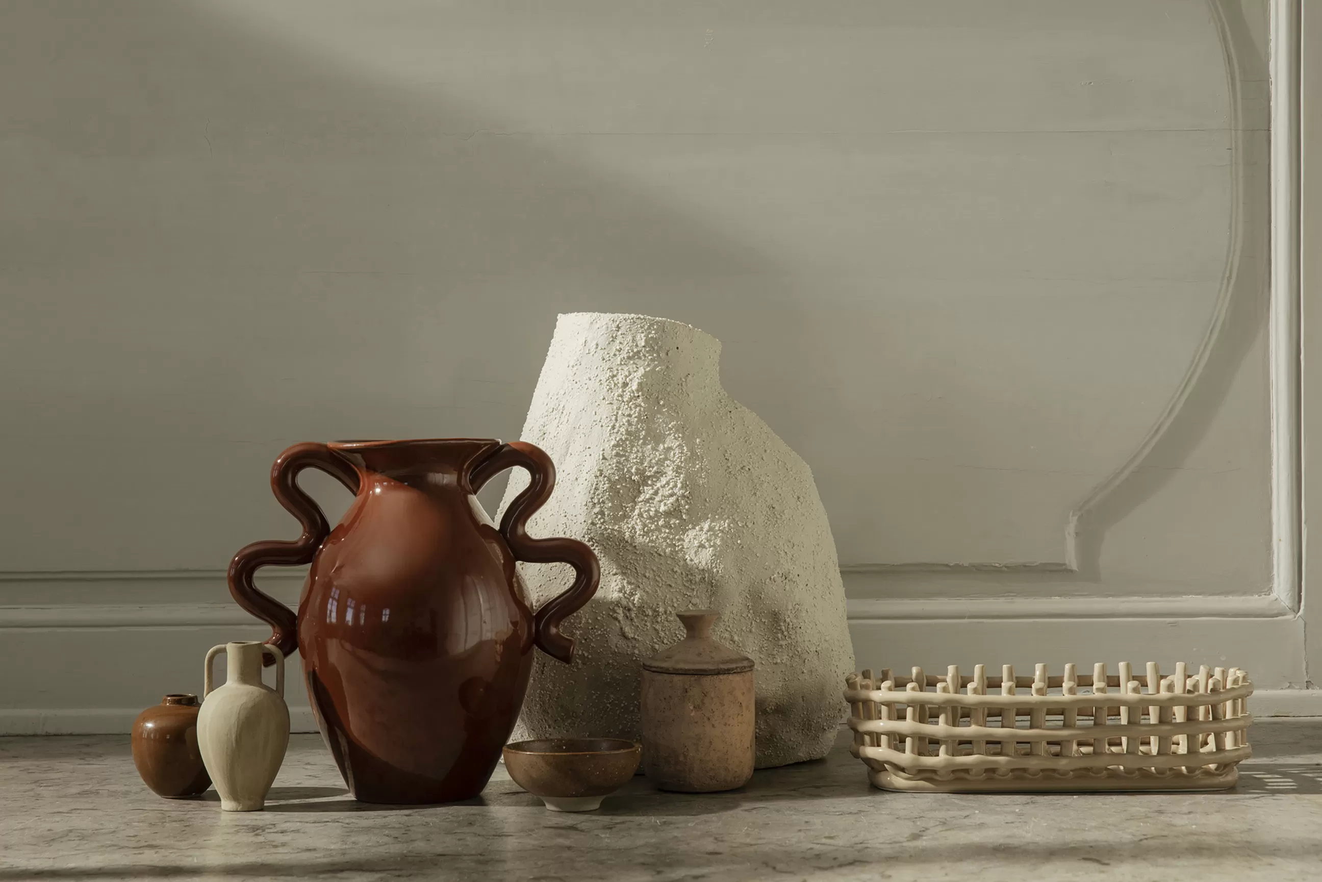 Corbeilles Centres De Table>Ferm Living Corbeille Ceramic Ceramique Beige / Ovale - 30 X 15 Cm / Fait Main - Beige Cachemire