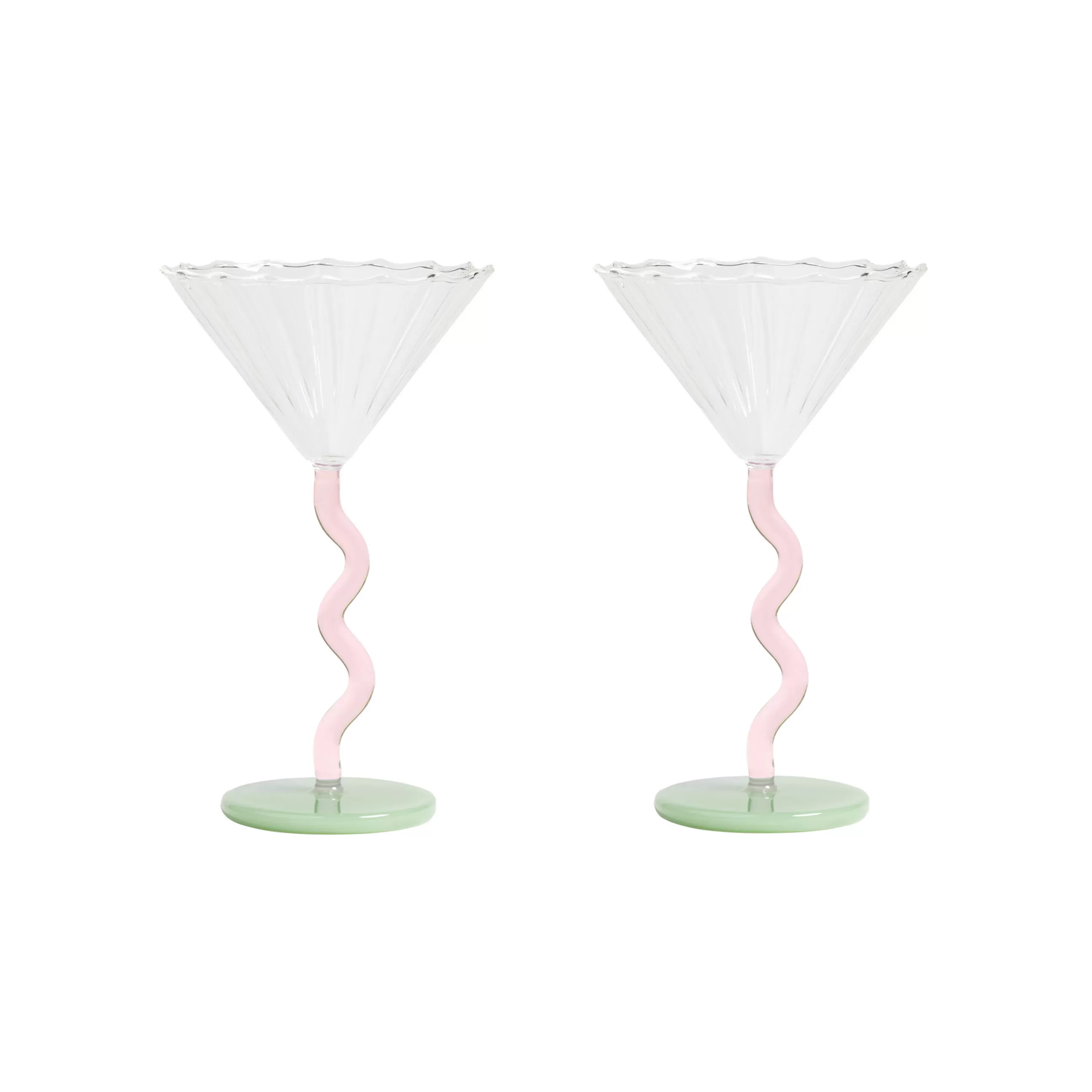Terrasses Et Balcons>& klevering Coupe A Champagne Bold Verre Multicolore / Set De 2 - 15 Cl - Rose - Vert