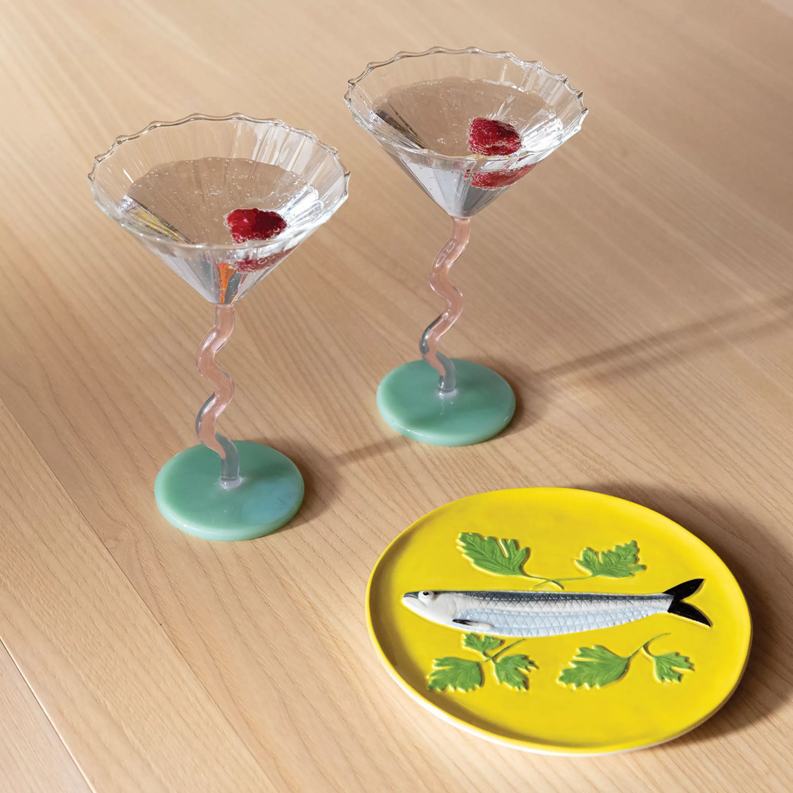 Terrasses Et Balcons>& klevering Coupe A Champagne Bold Verre Multicolore / Set De 2 - 15 Cl - Rose - Vert