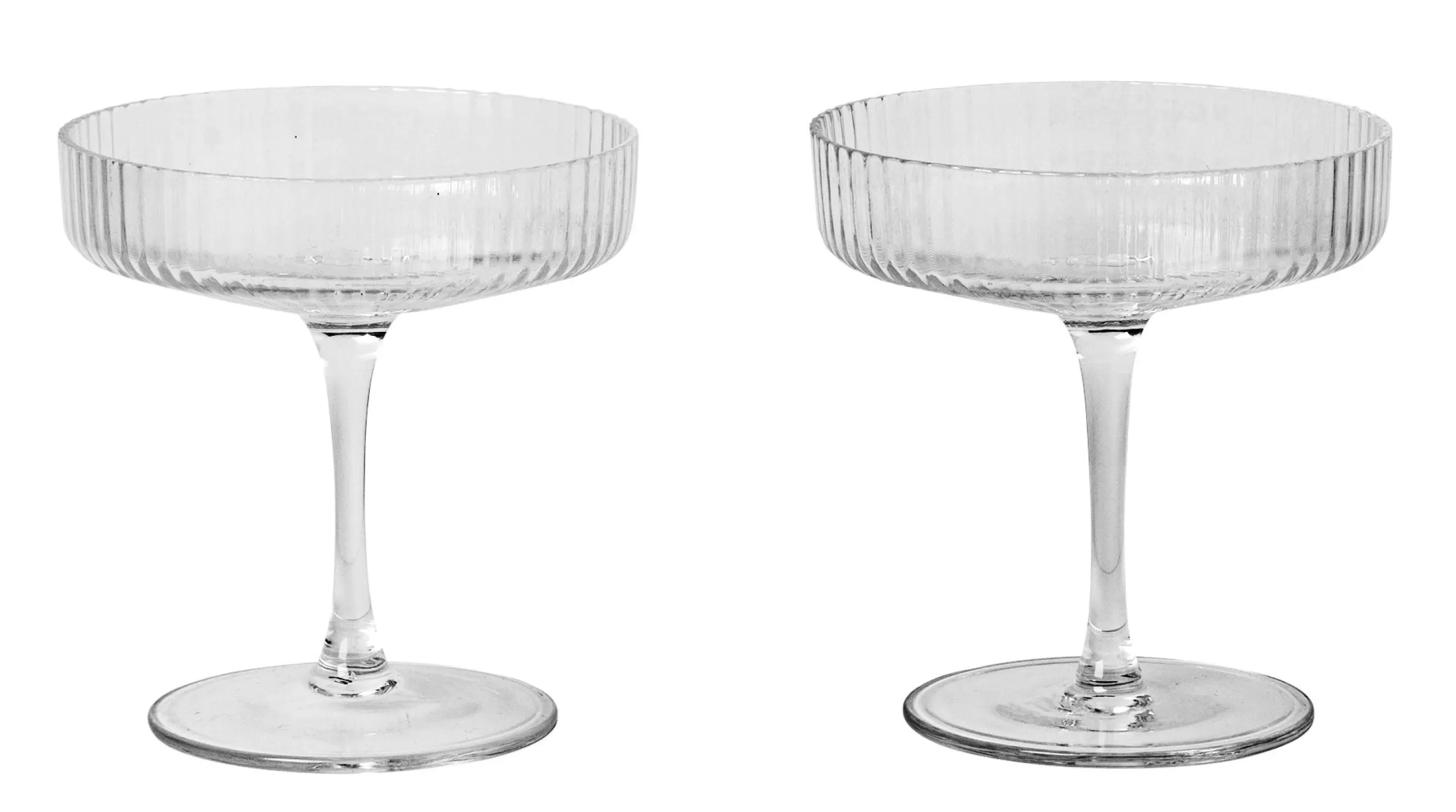 Terrasses Et Balcons>Ferm Living Coupe A Champagne Ripple Verre/ Set De 2 - Verre Strie - Transparent
