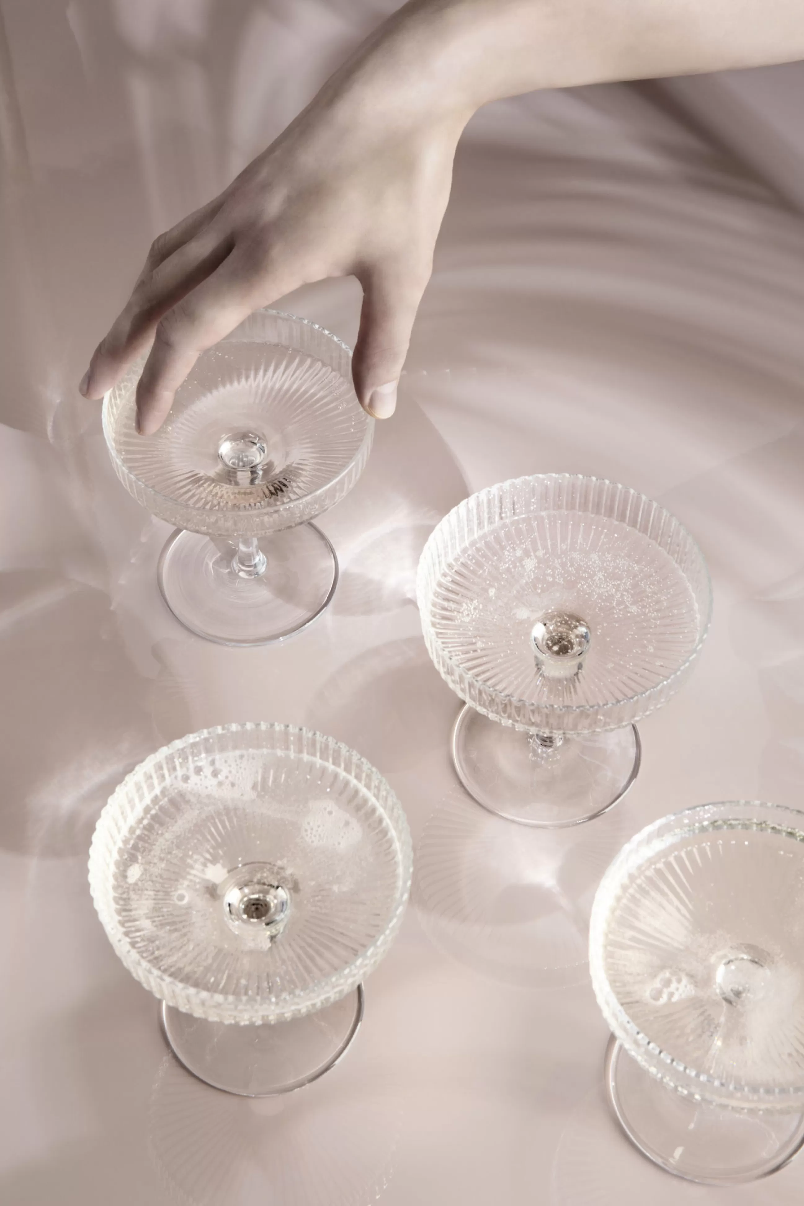 Terrasses Et Balcons>Ferm Living Coupe A Champagne Ripple Verre/ Set De 2 - Verre Strie - Transparent