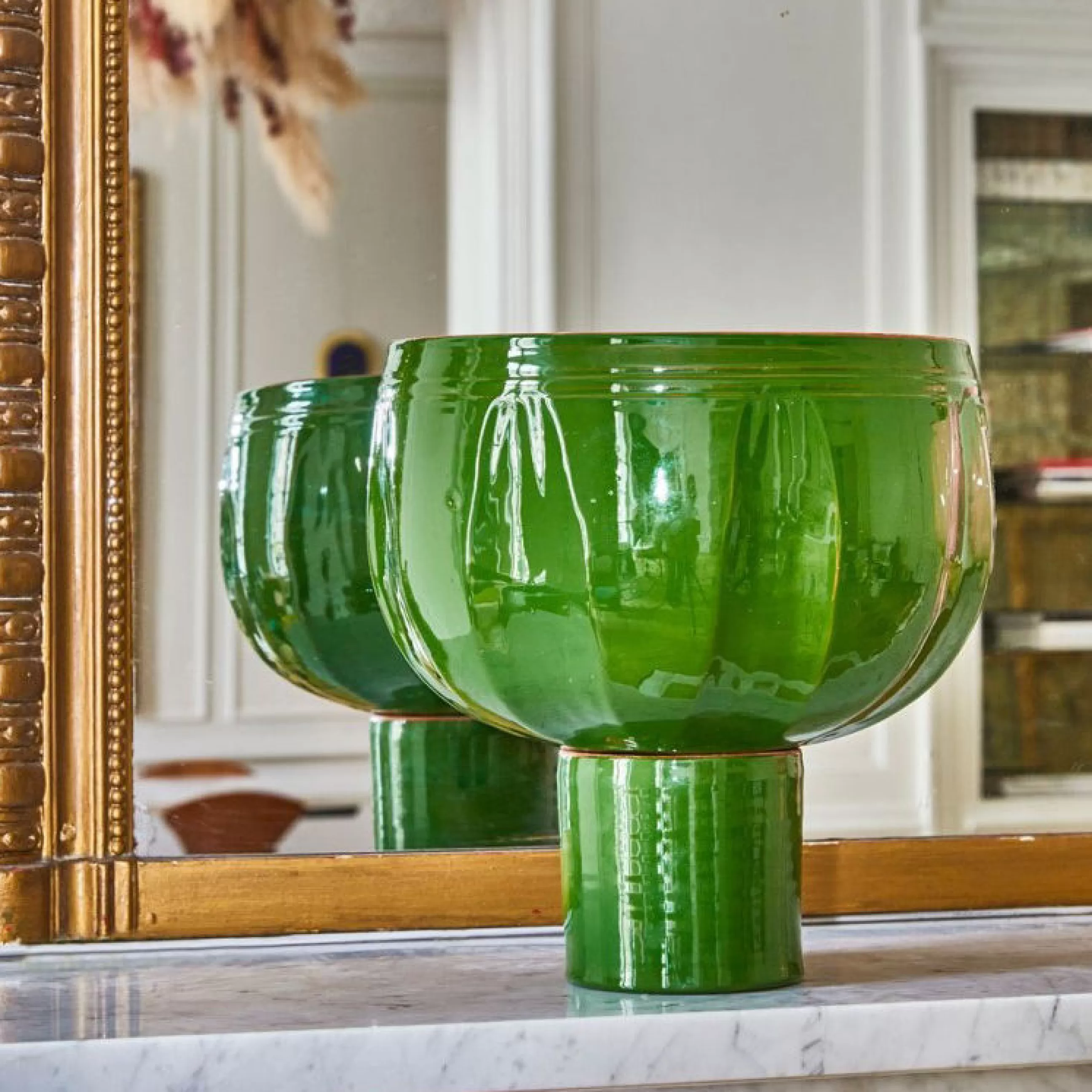 Corbeilles Centres De Table>POPUS EDITIONS Coupe Emy Ceramique/ O 29 X H 31 Cm - Fait Main - Vert