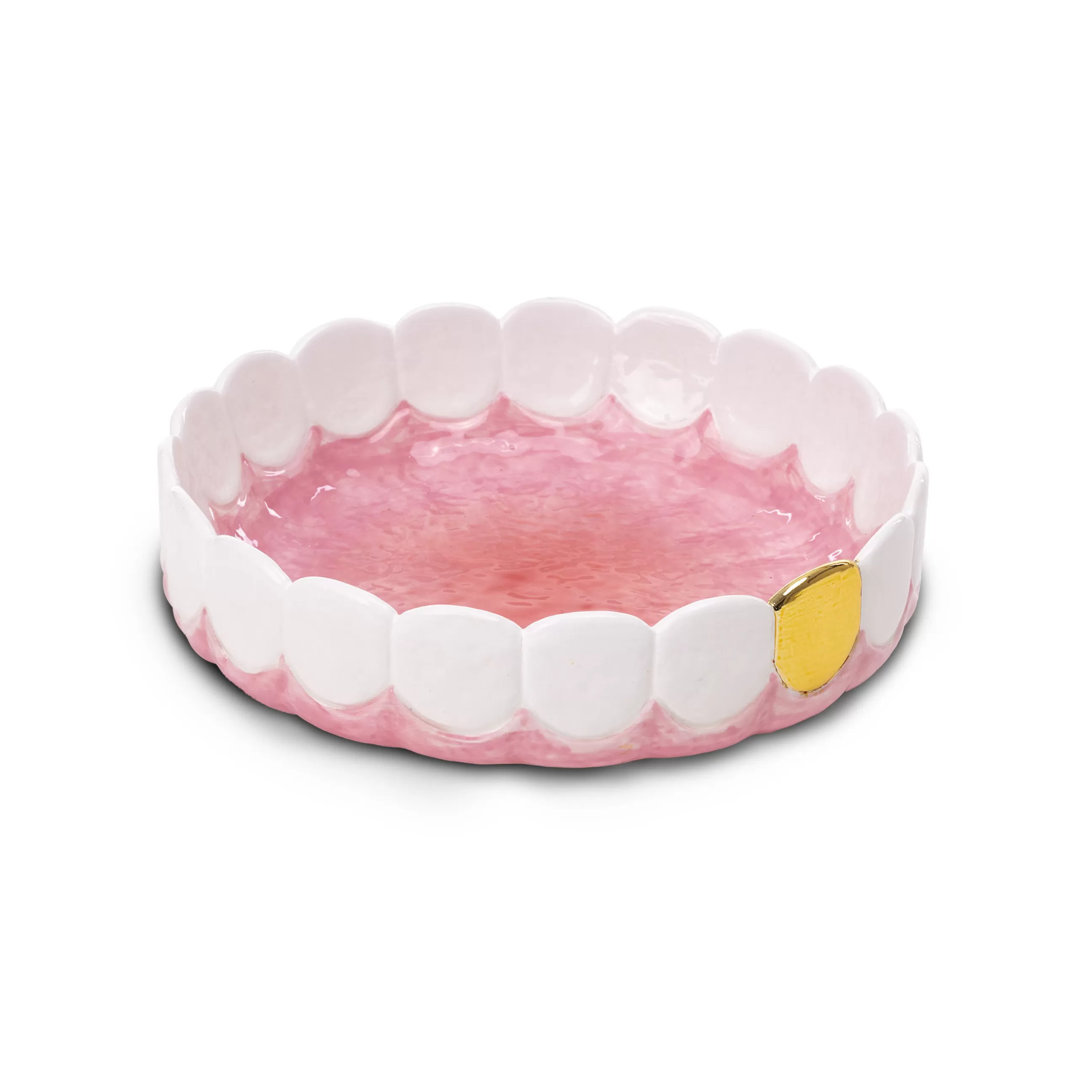 Saladiers Coupes Et Bols>Seletti Coupe Holy Smokes Ceramique Blanc Rose / Vide-Poches - Ceramique / O 20  Cm - Blanc - Dore - Rose