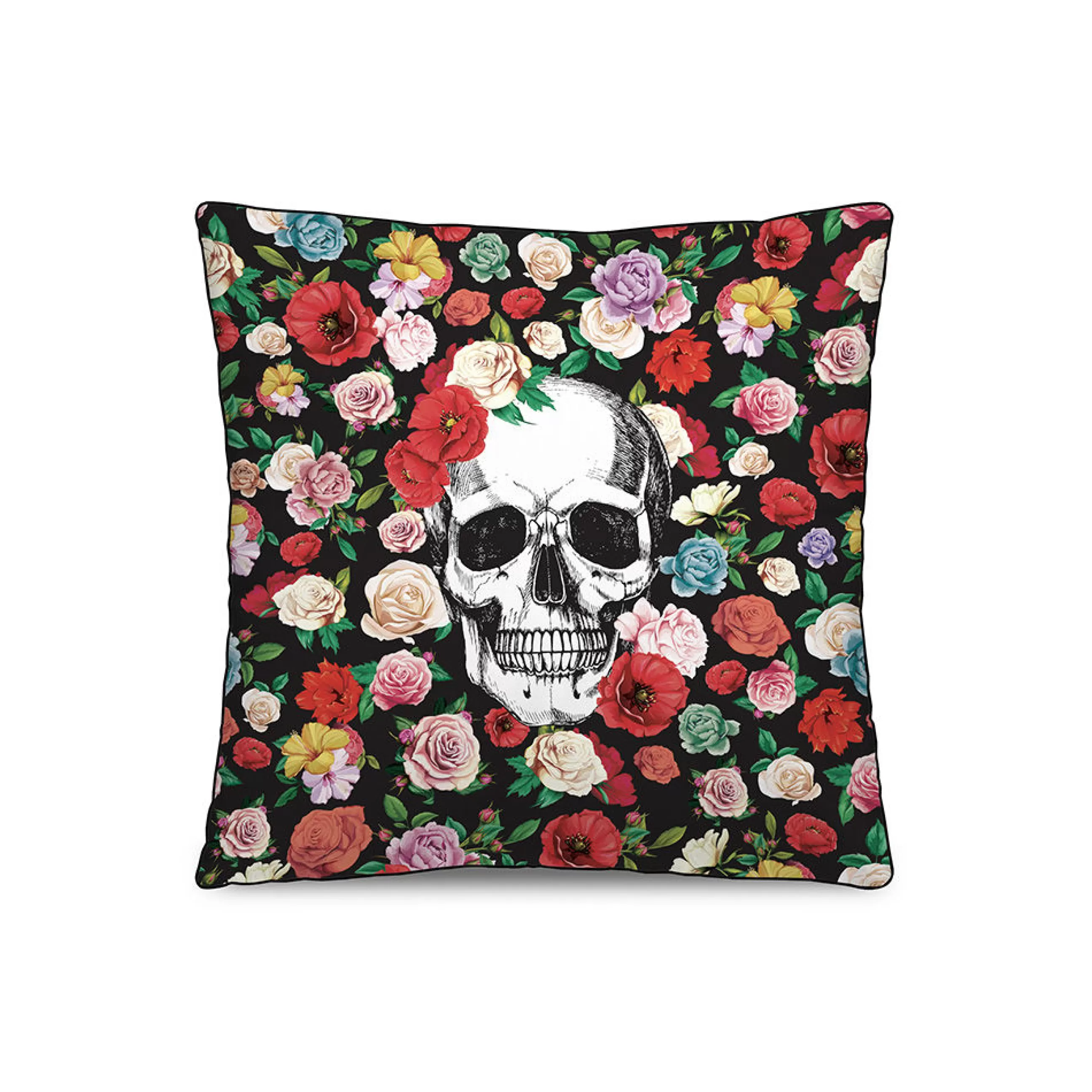 Déco Textile>PODEVACHE Coussin Flower Tattoo Tissu Multicolore / 45 X 45 Cm - Velours - Multicolore - Noir