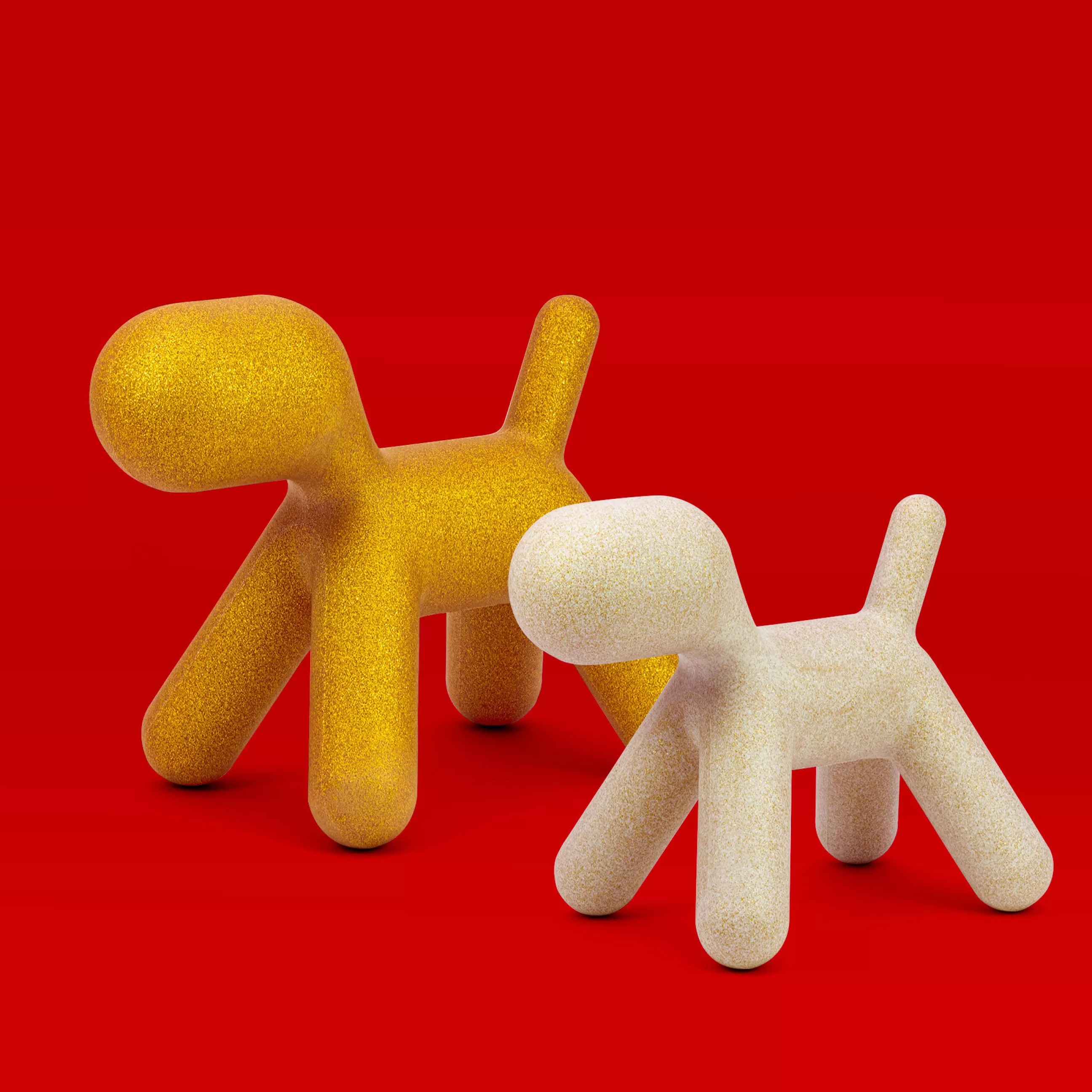 Déco Et Accessoires De Jardin>Magis Décation Puppy Medium Plastique Jaune /  L 56 Cm - Paillete : Edition Limitee Noel 2021 - Or