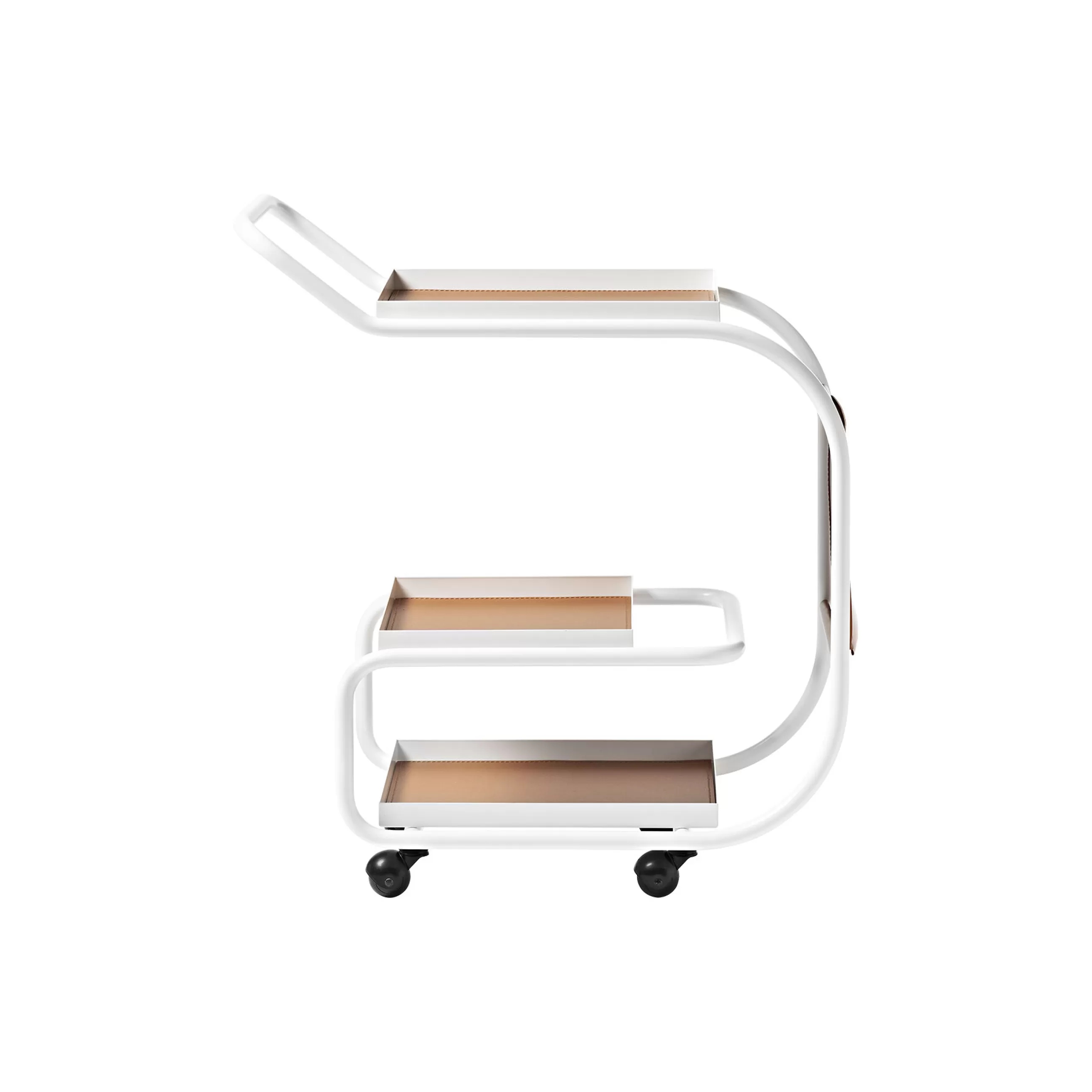 Compléments D'Ameublement>Opinion Ciatti Desserte Zenzero Metal Cuir Blanc Marron / Cuir Recycle - Blanc - Marron