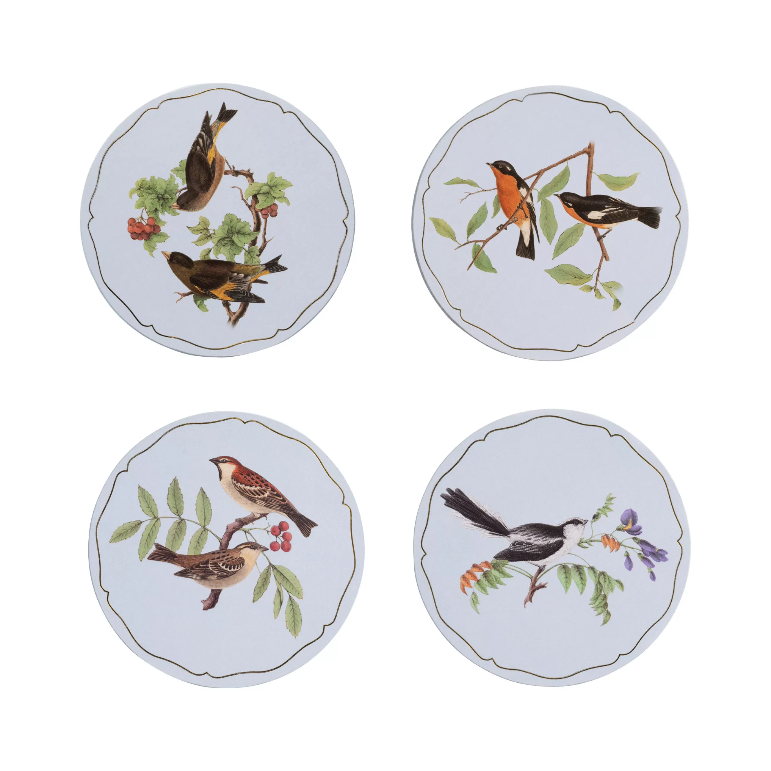 Dessous De Plat>& klevering Dessous De Verre Avifauna Liege Blanc / Set De 4 - Liege - Blanc - Multicolore
