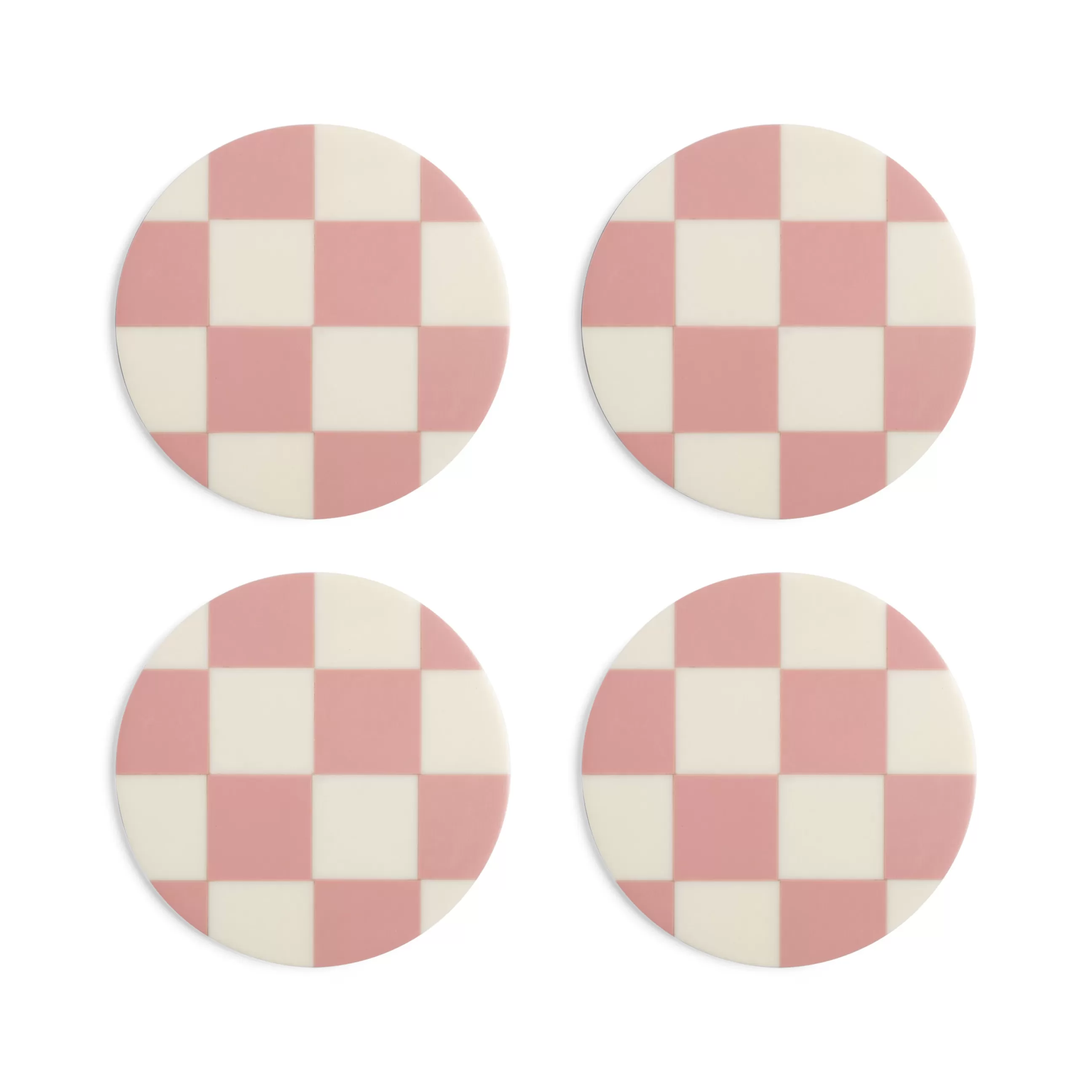 Autour Du Vin>& klevering Dessous De Verre Check Plastique/ Set De 4 - Polyresine - Rose