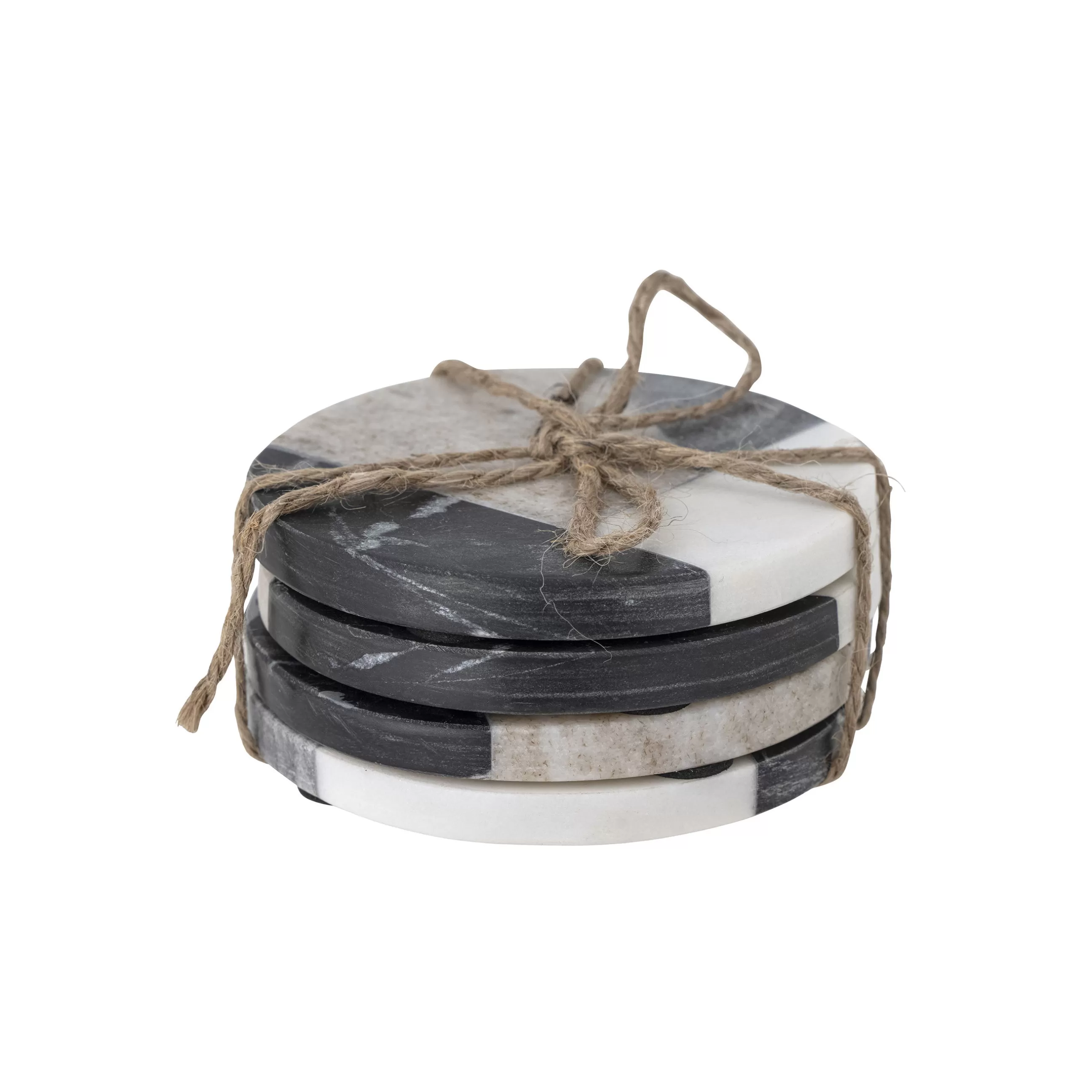 Accessoires Cuisine>Bloomingville Dessous De Verre Izabella Pierre Gris / Set De 4 - Marbre - Beige - Blanc - Gris - Noir
